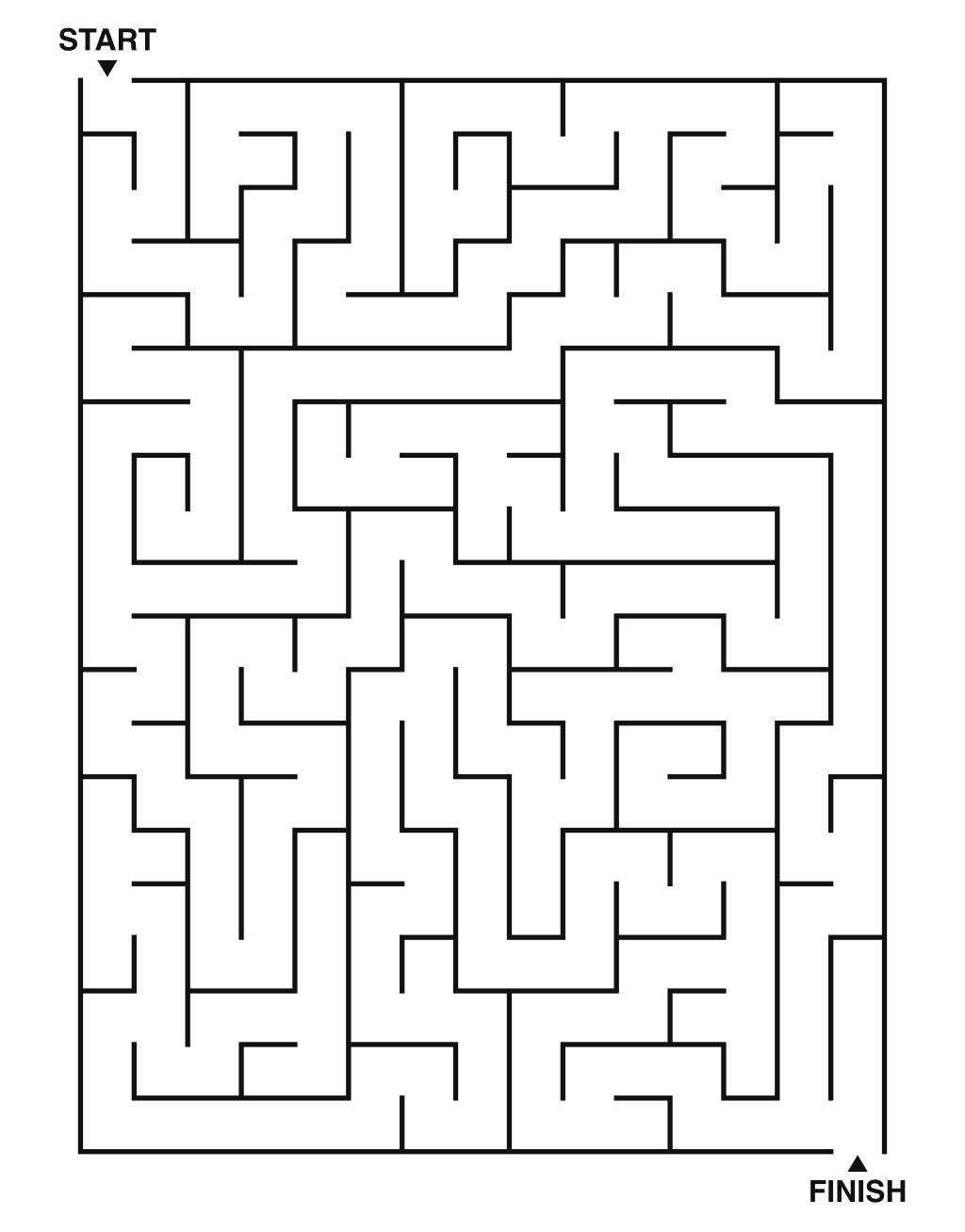 Medium maze puzzle printable, 15 by 20 grid