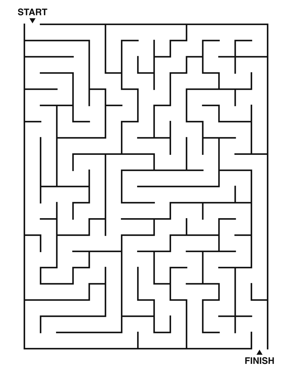 Medium maze puzzle printable, 15 by 20 grid