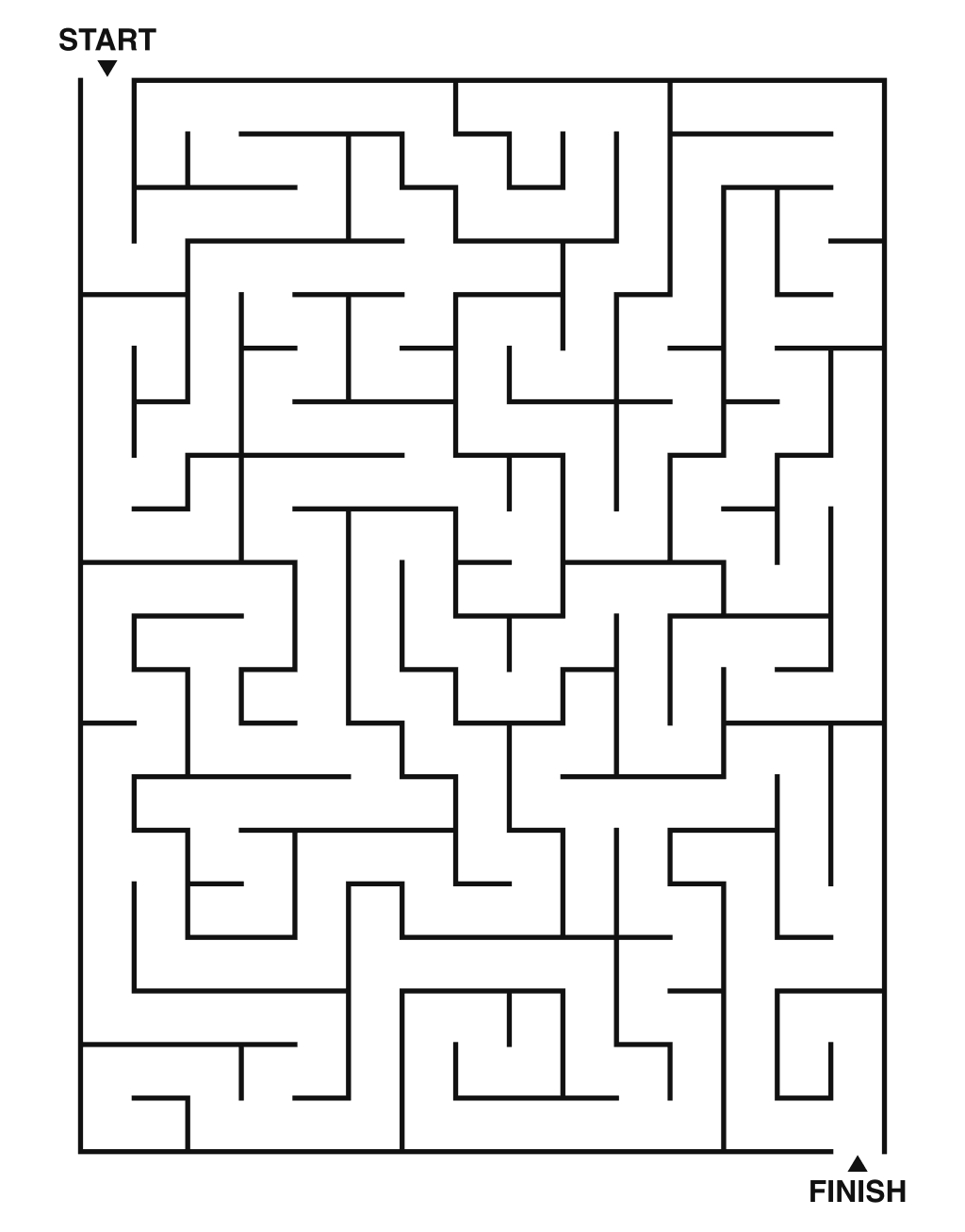 Medium maze puzzle printable, 15 by 20 grid