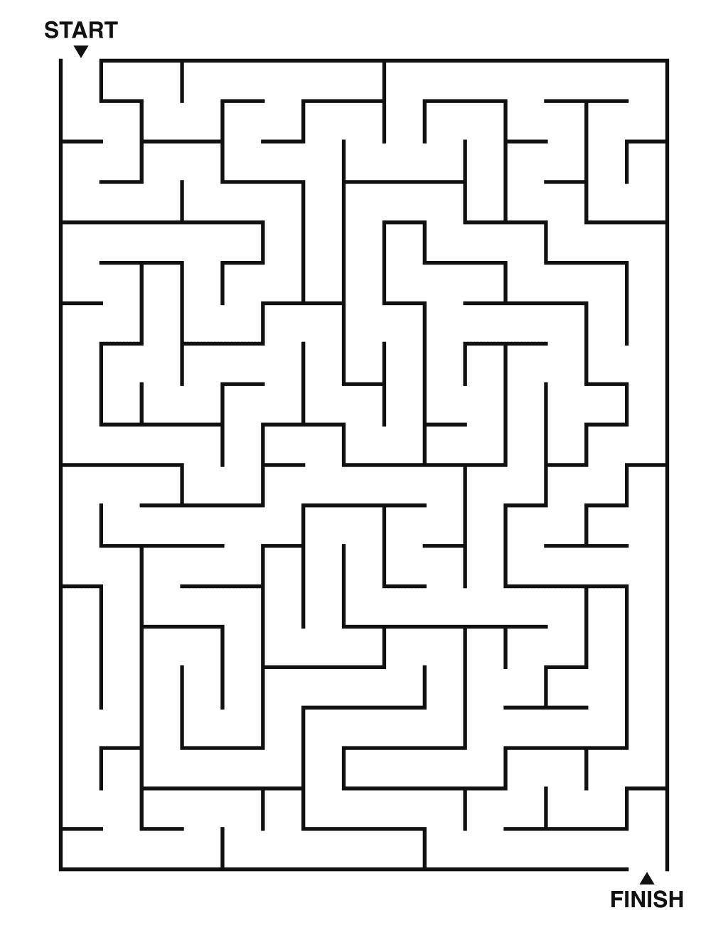 Medium maze puzzle printable, 15 by 20 grid
