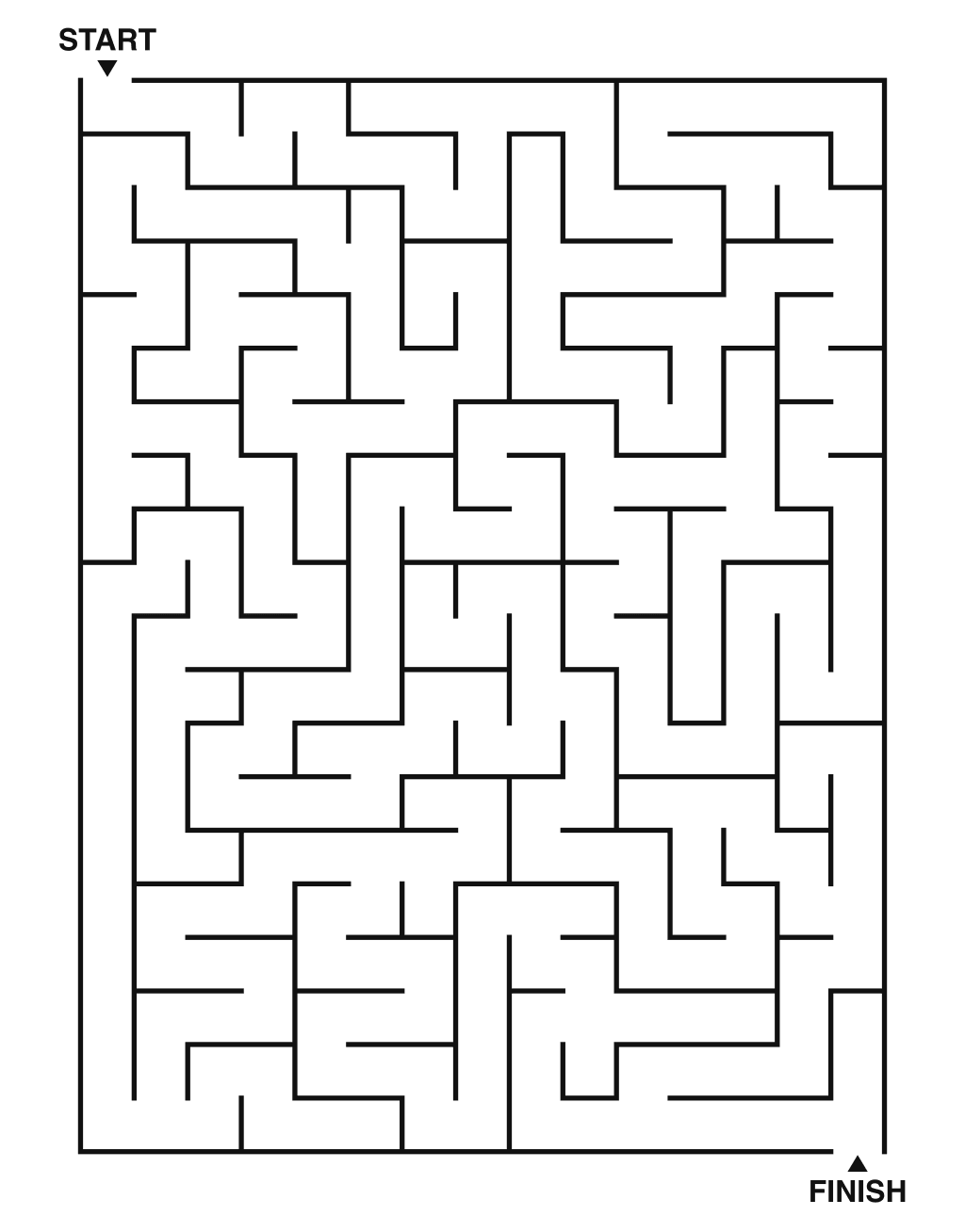 Medium maze puzzle printable, 15 by 20 grid