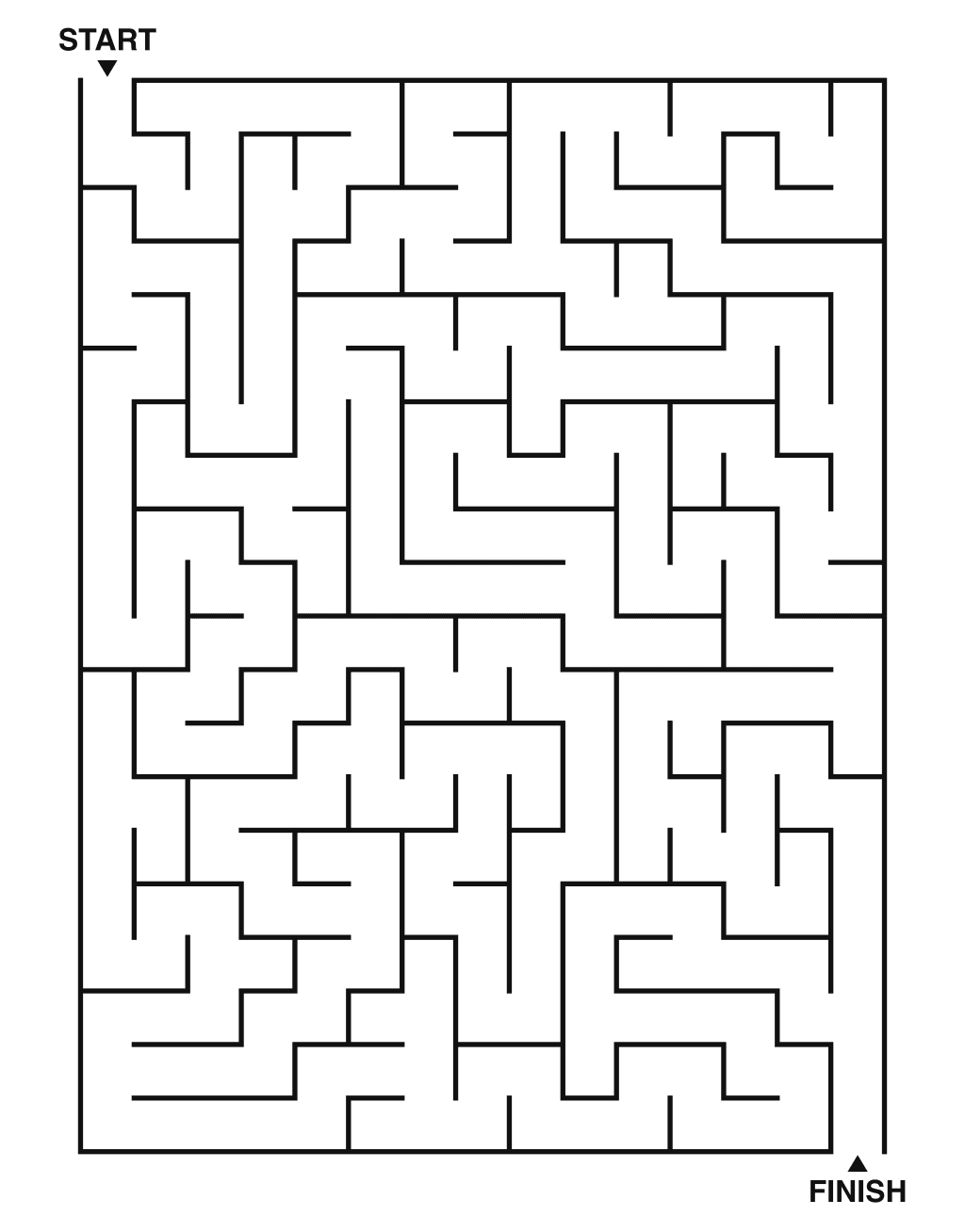 Medium maze puzzle printable, 15 by 20 grid