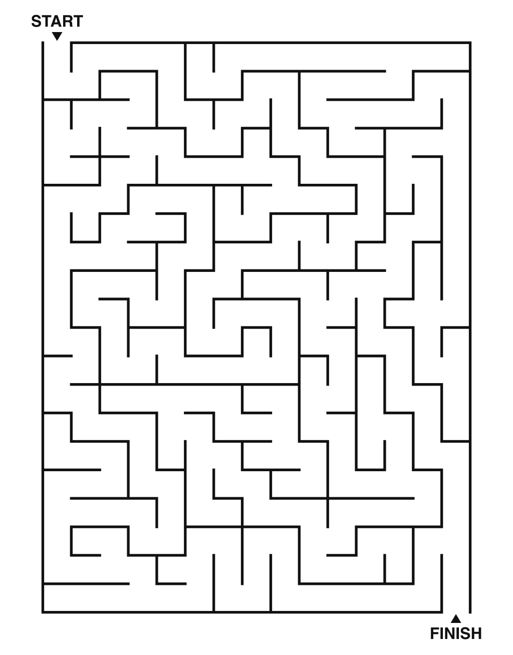 Medium maze puzzle printable, 15 by 20 grid