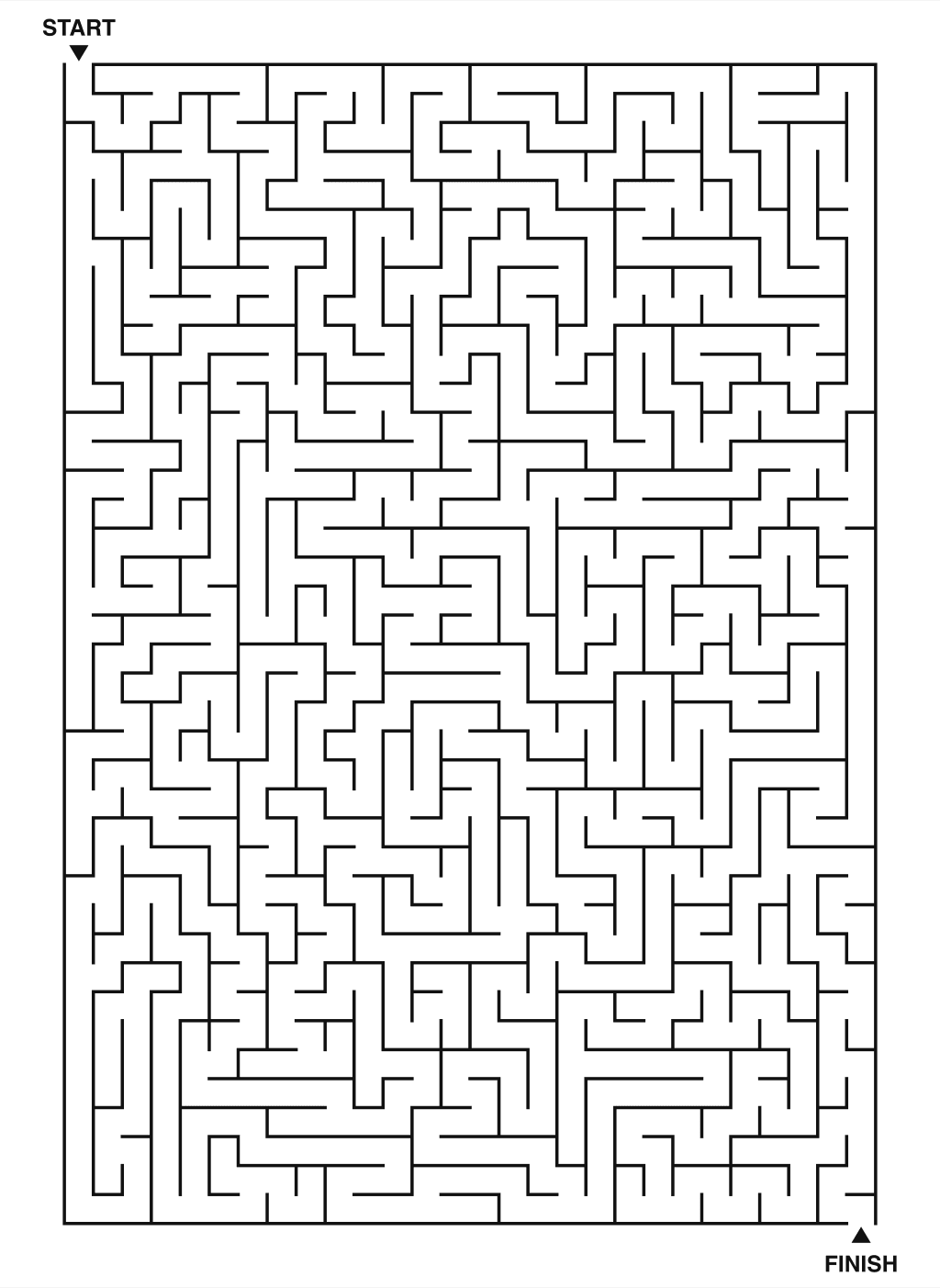 Expert maze puzzle printable, 28 by 40 grid