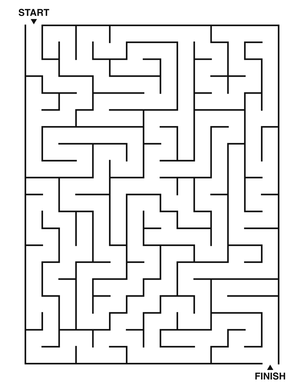 Medium maze puzzle printable, 15 by 20 grid