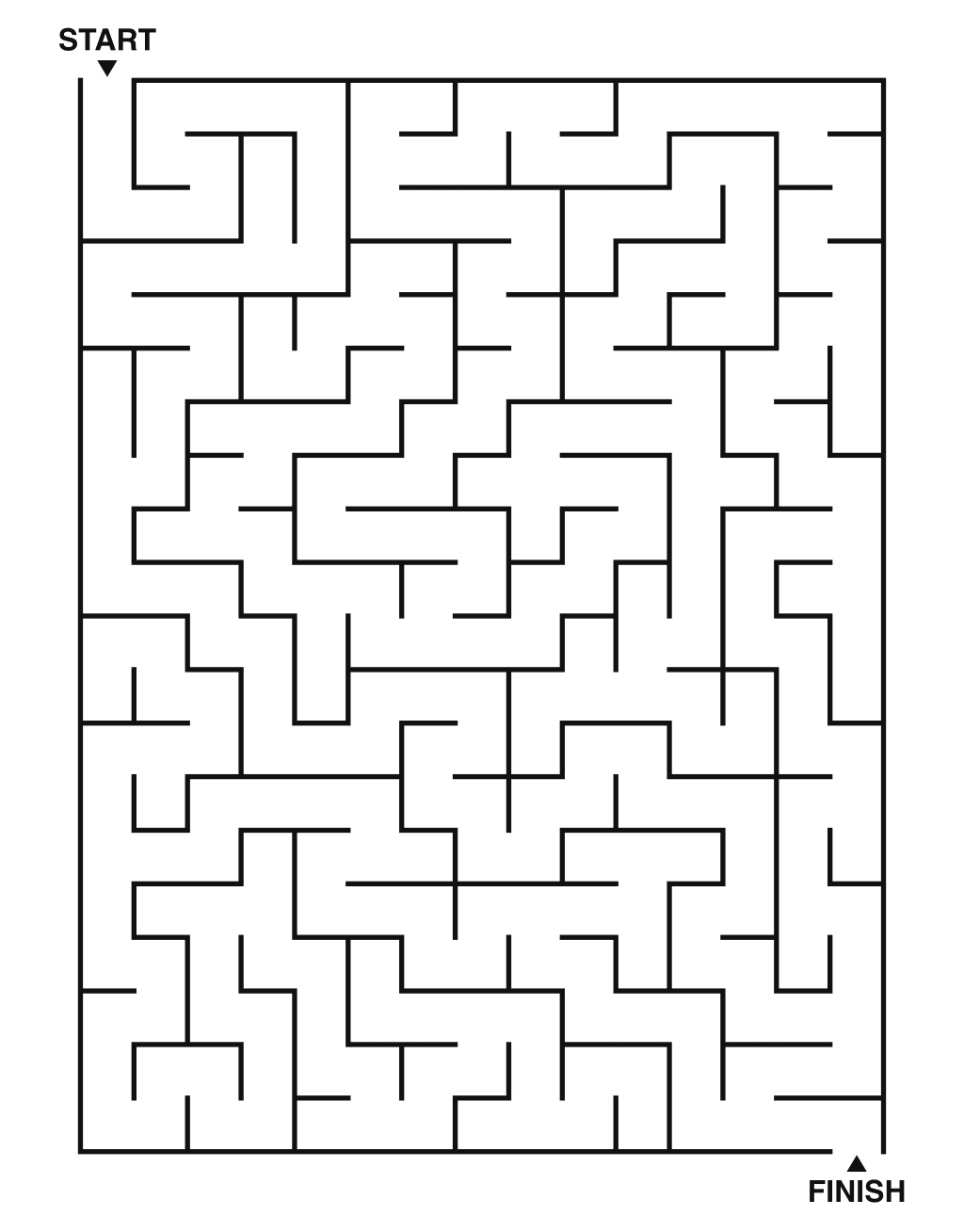 Medium maze puzzle printable, 15 by 20 grid