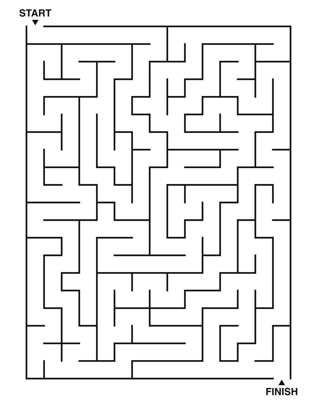Medium maze puzzle printable, 15 by 20 grid
