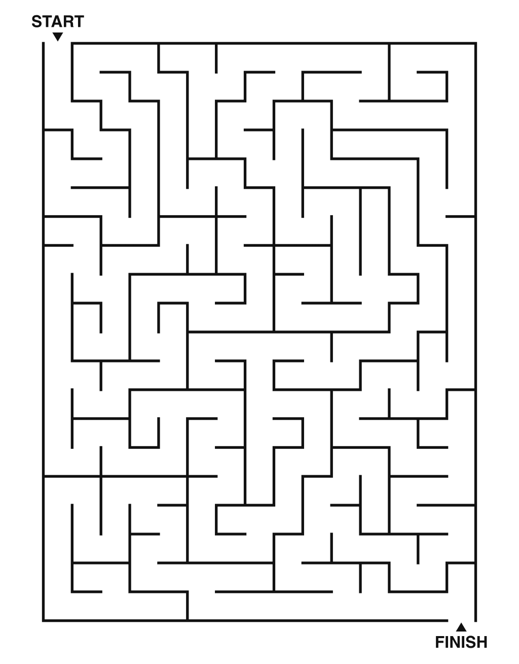 Medium maze puzzle printable, 15 by 20 grid