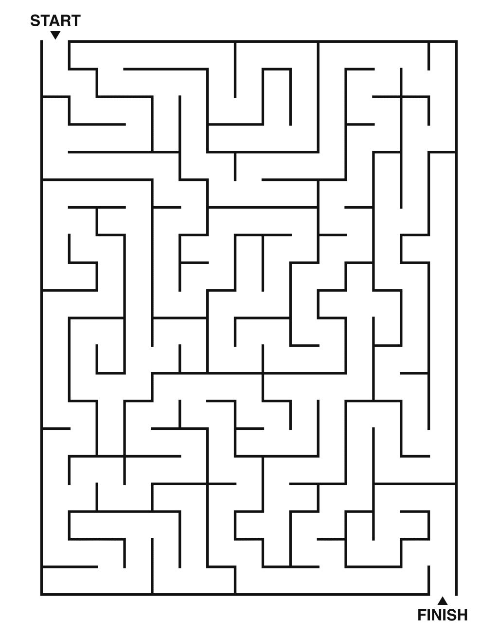 Medium maze puzzle printable, 15 by 20 grid