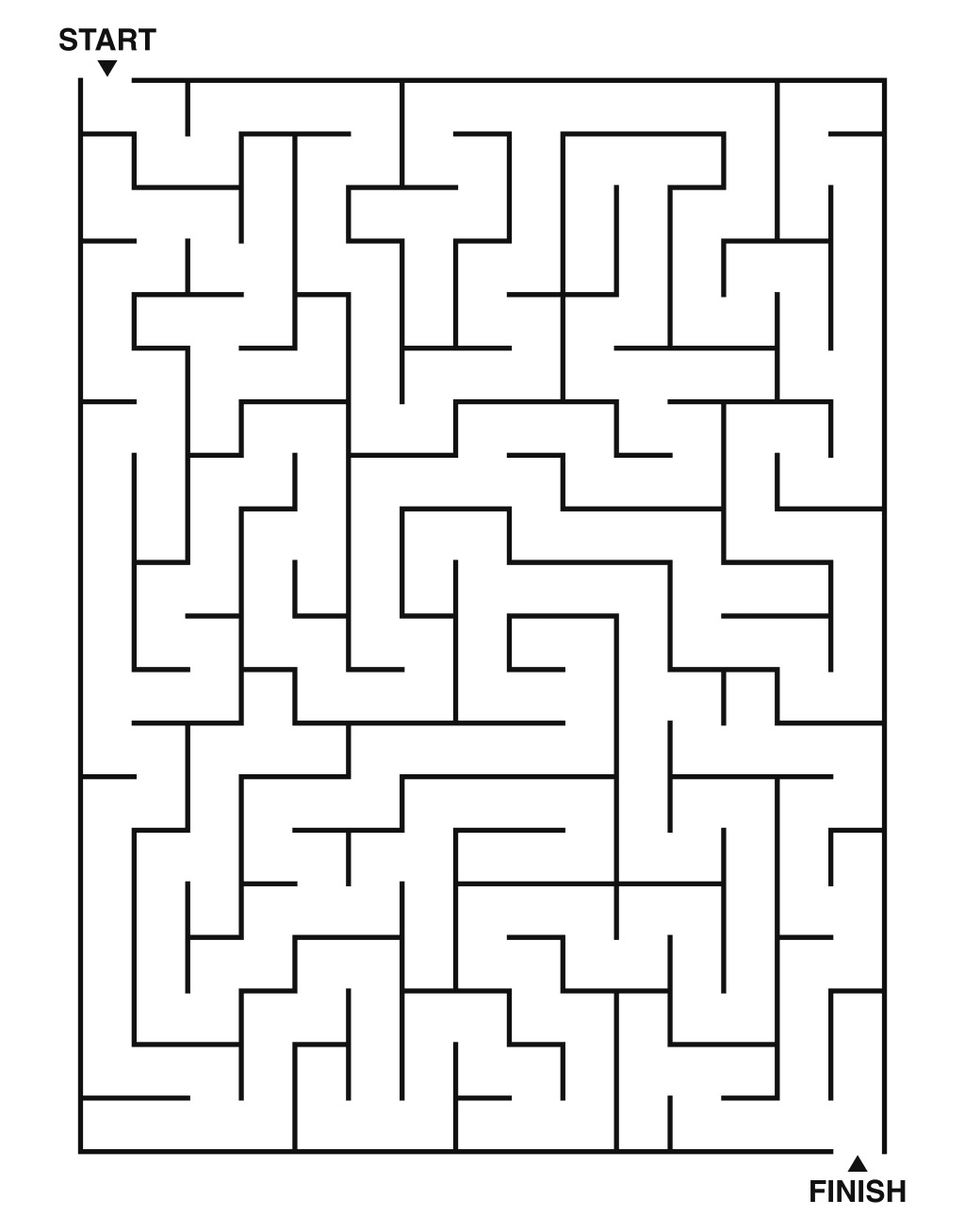 Medium maze puzzle printable, 15 by 20 grid