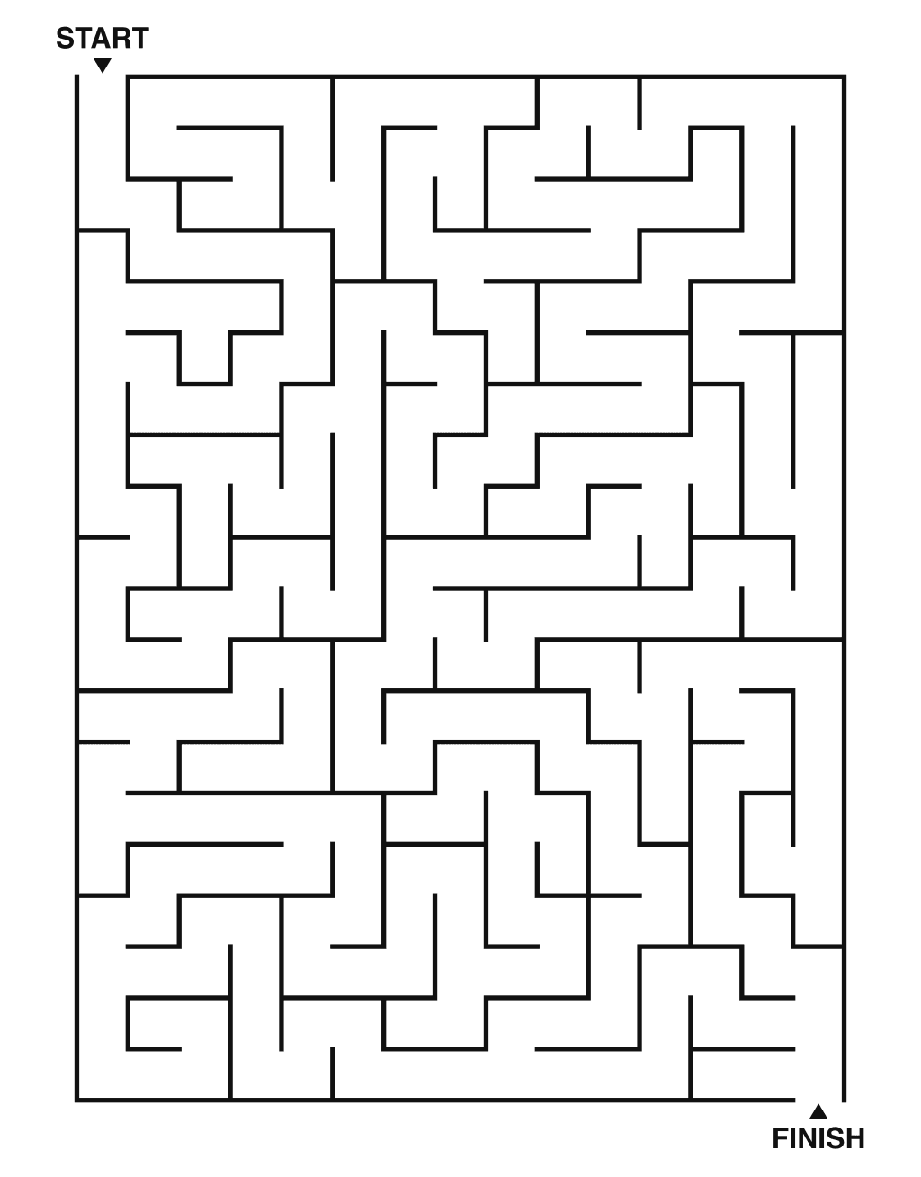 Medium maze puzzle printable, 15 by 20 grid