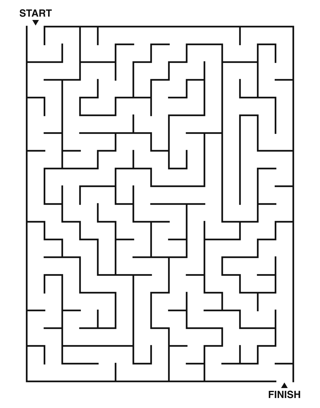 Medium maze puzzle printable, 15 by 20 grid