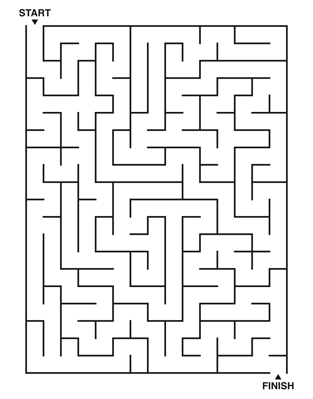 Medium maze puzzle printable, 15 by 20 grid