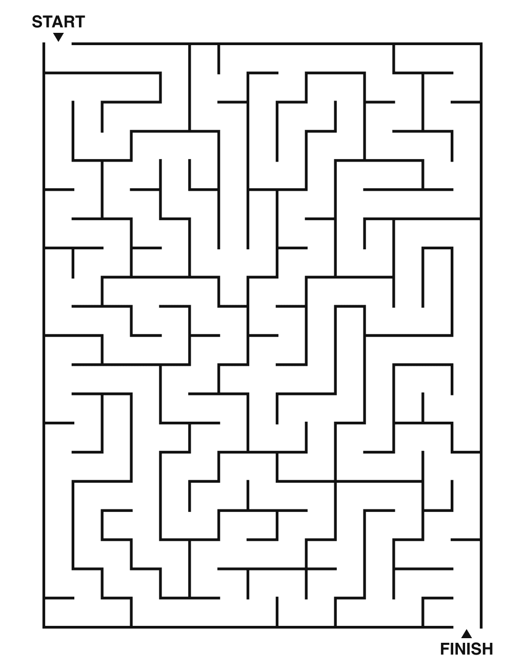 Medium maze puzzle printable, 15 by 20 grid