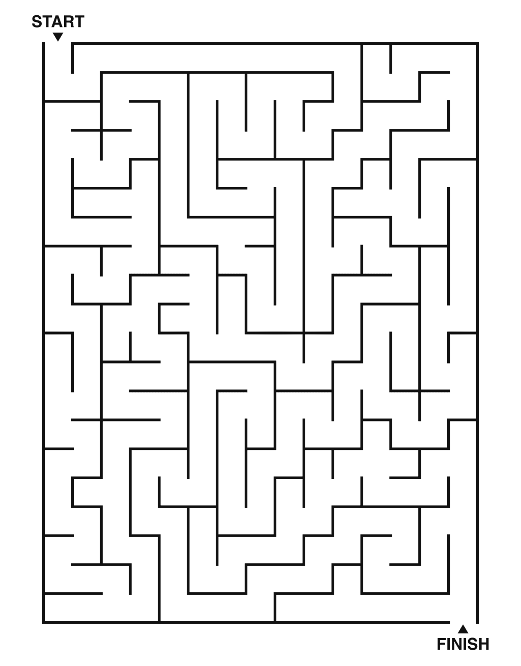Medium maze puzzle printable, 15 by 20 grid