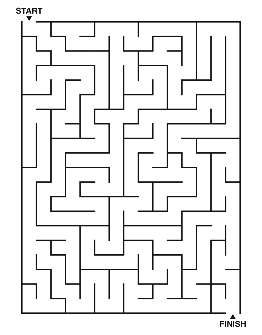 Medium maze puzzle printable, 15 by 20 grid