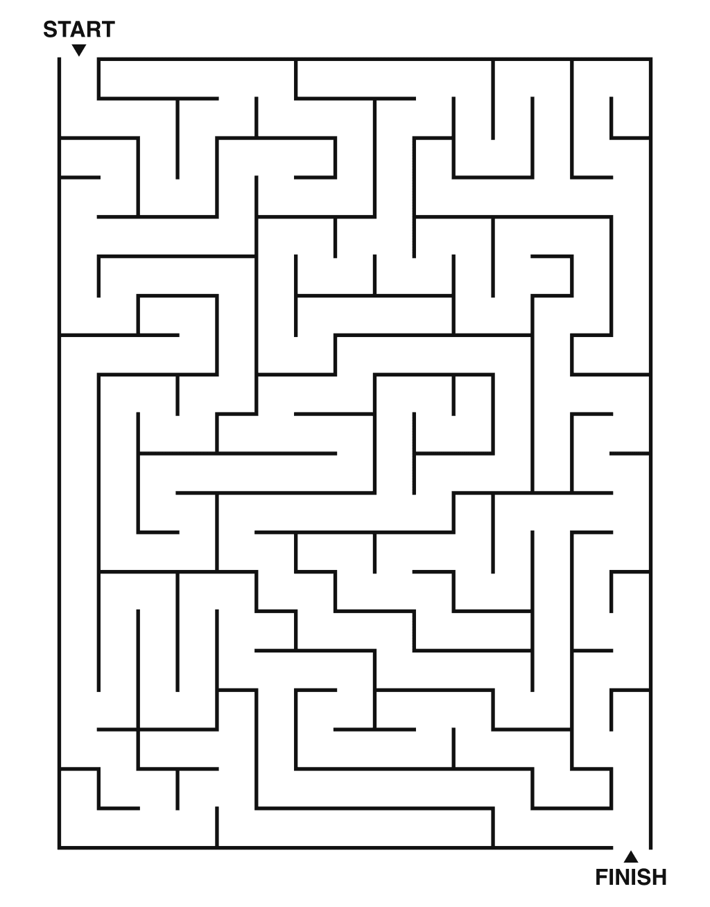 Medium maze puzzle printable, 15 by 20 grid