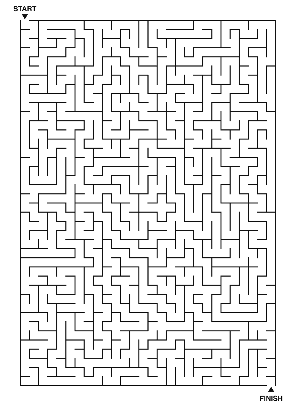 Expert maze puzzle printable, 28 by 40 grid