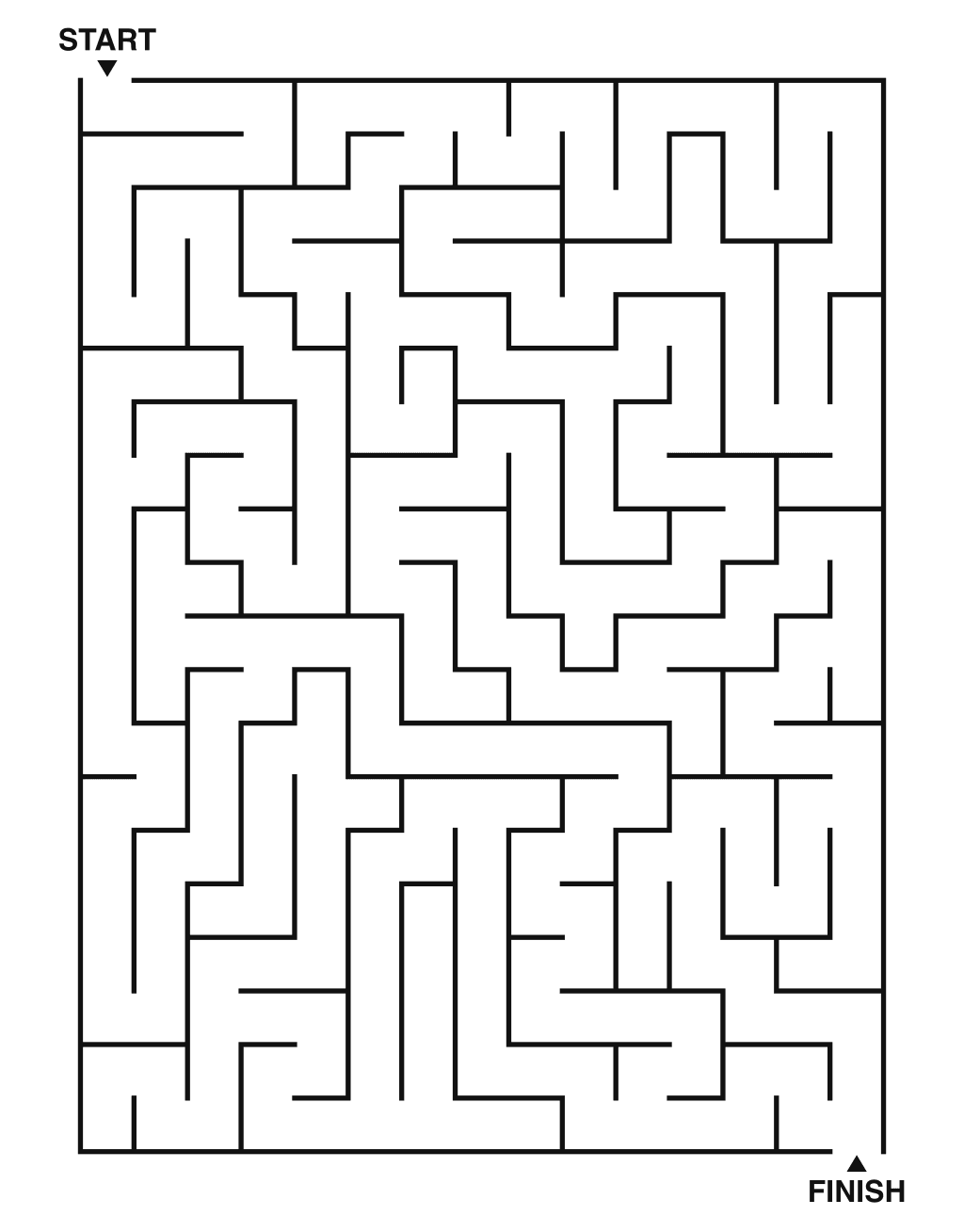 Medium maze puzzle printable, 15 by 20 grid
