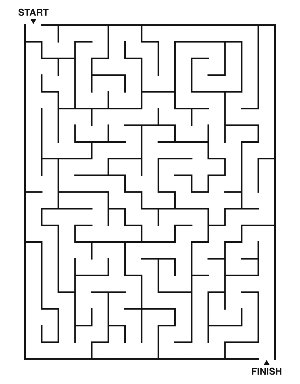 Medium maze puzzle printable, 15 by 20 grid