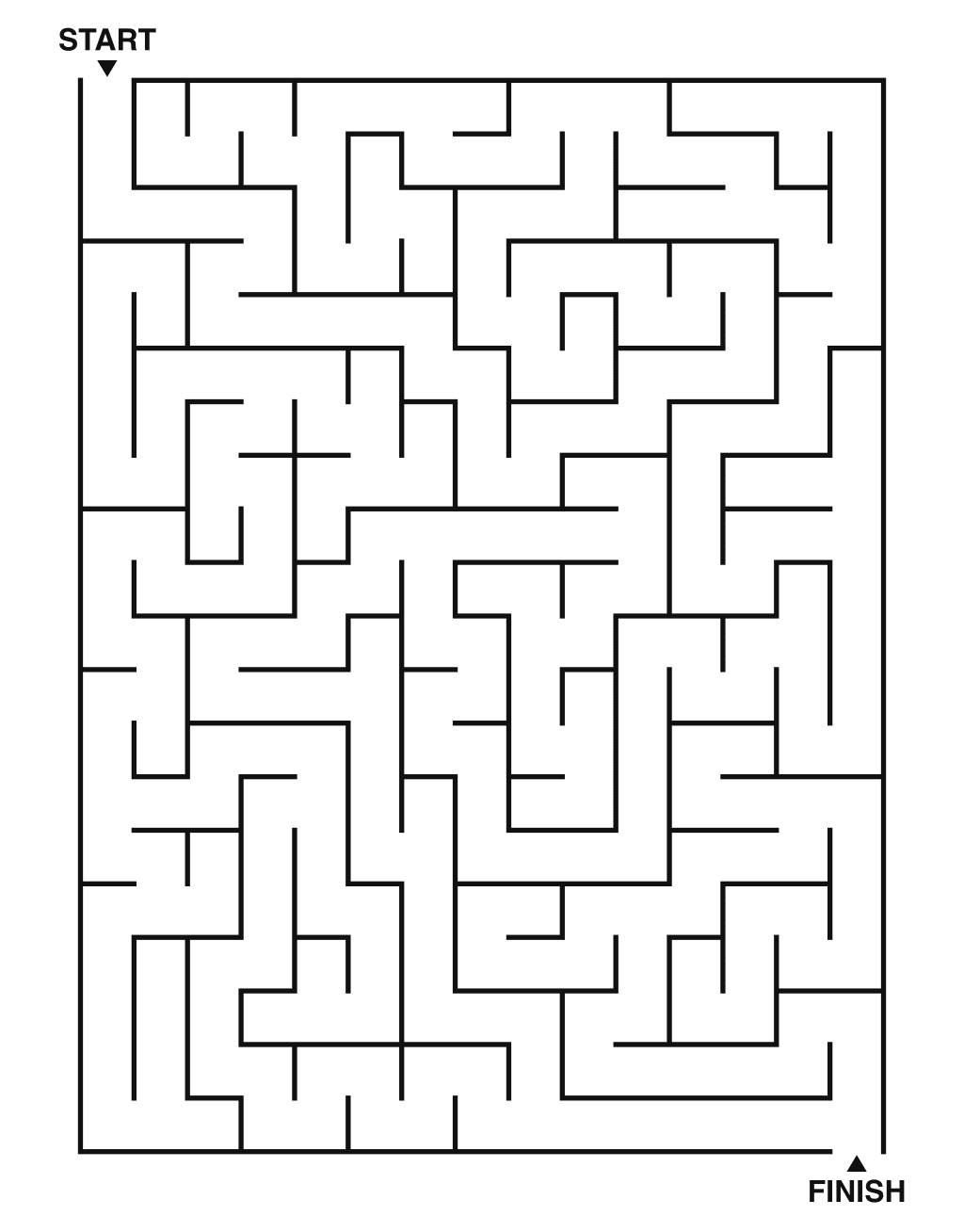 Medium maze puzzle printable, 15 by 20 grid