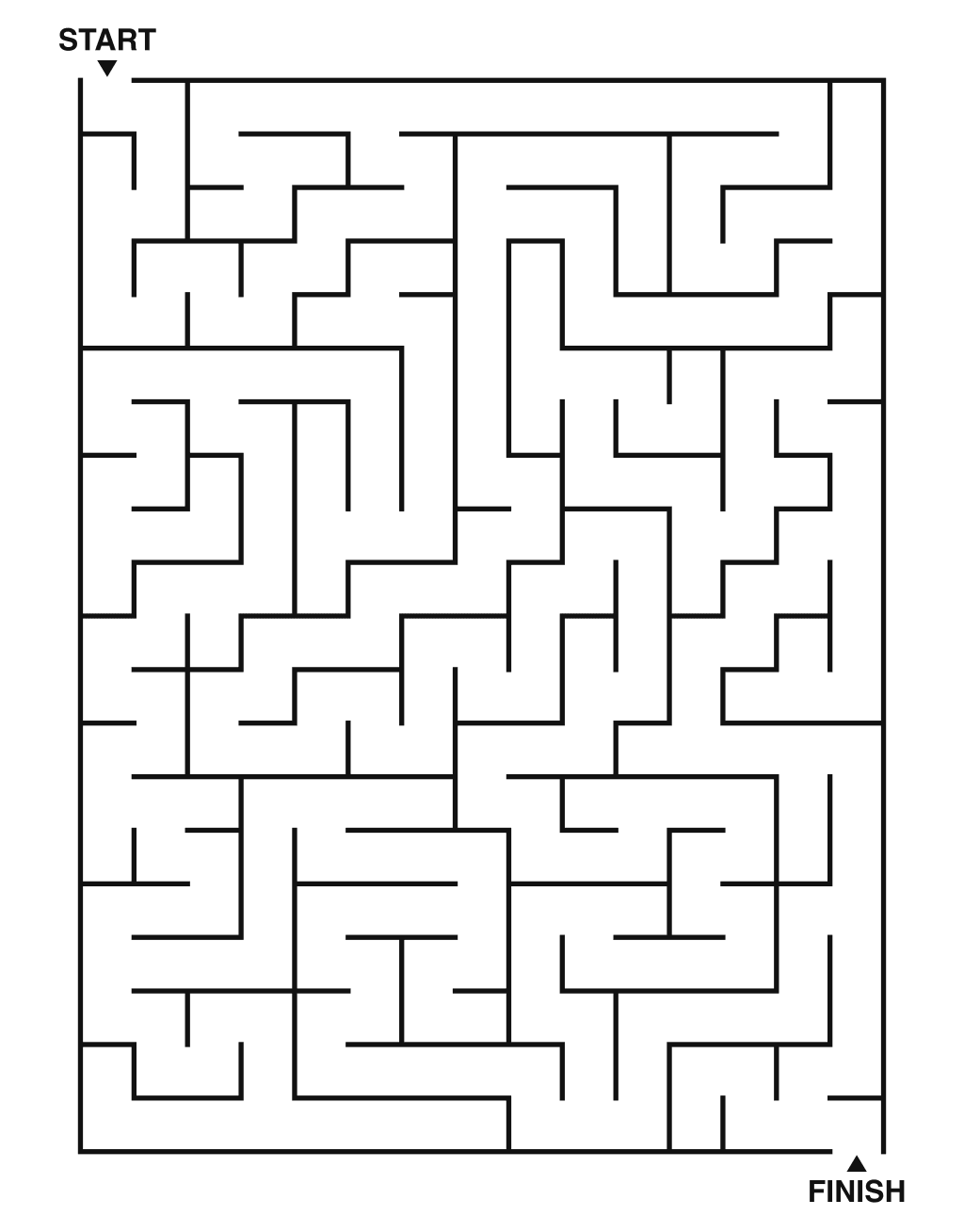 Medium maze puzzle printable, 15 by 20 grid