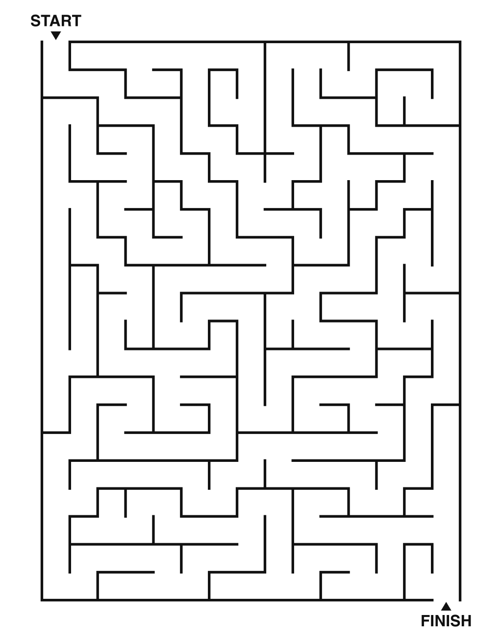 Medium maze puzzle printable, 15 by 20 grid