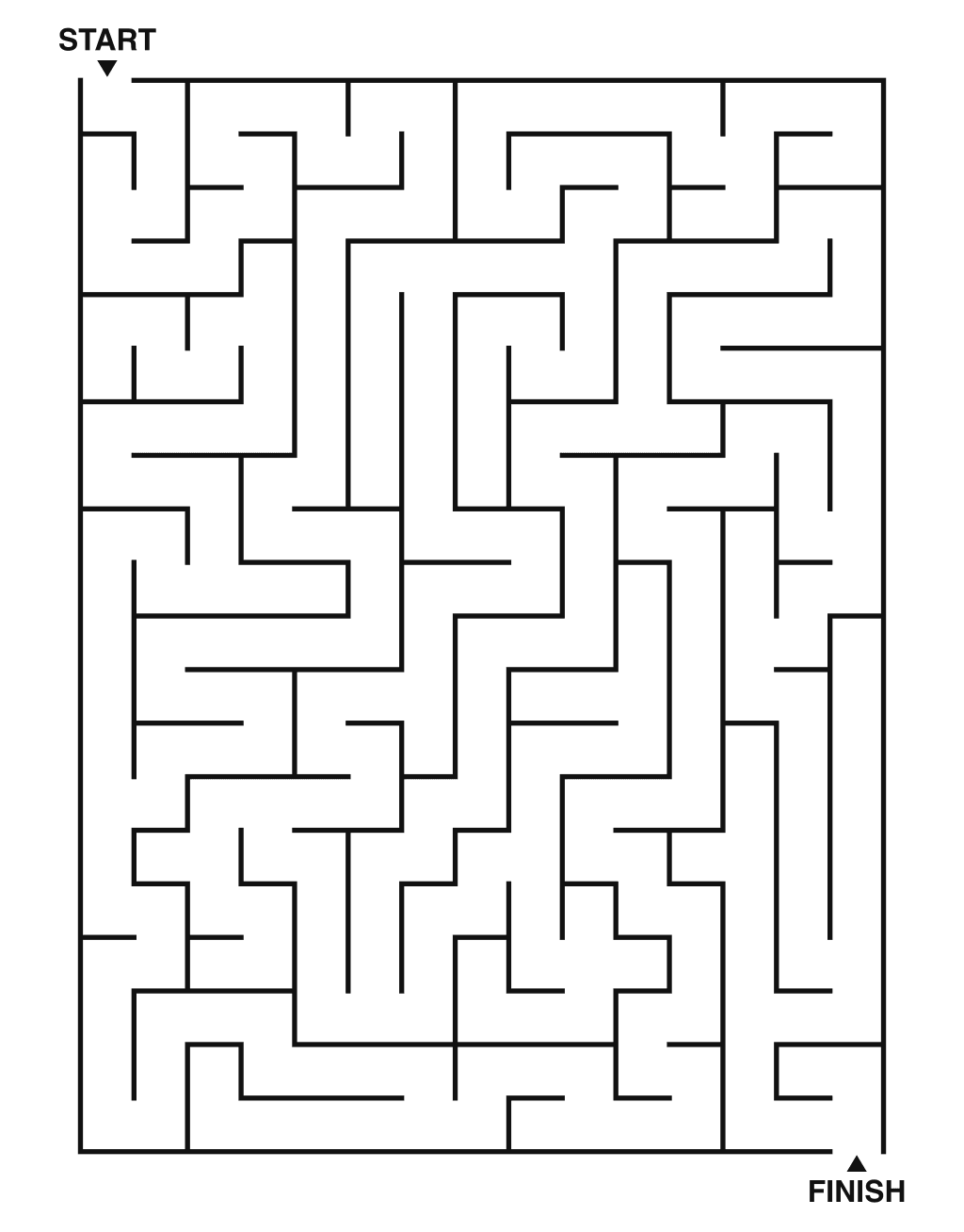 Medium maze puzzle printable, 15 by 20 grid