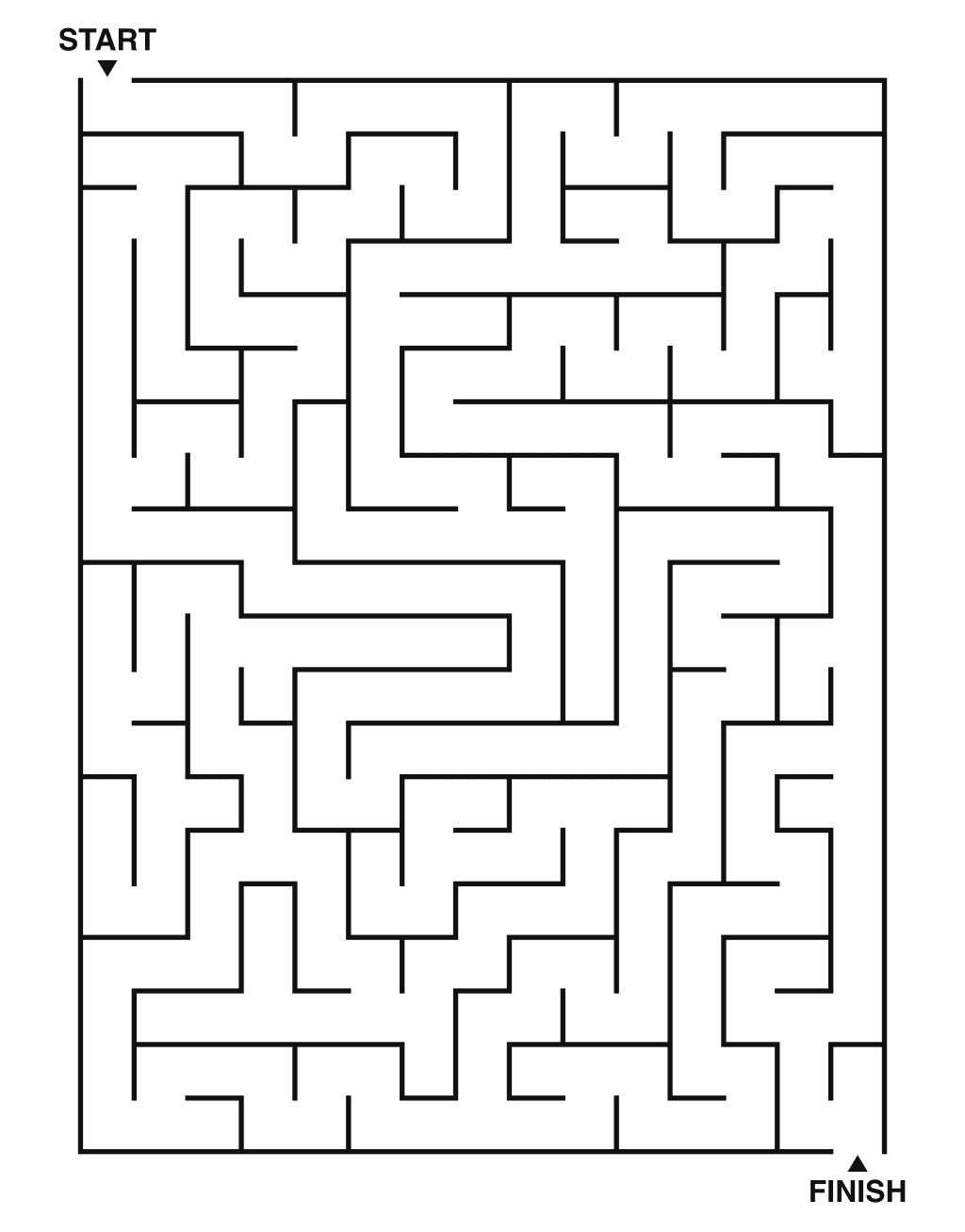 Medium maze puzzle printable, 15 by 20 grid
