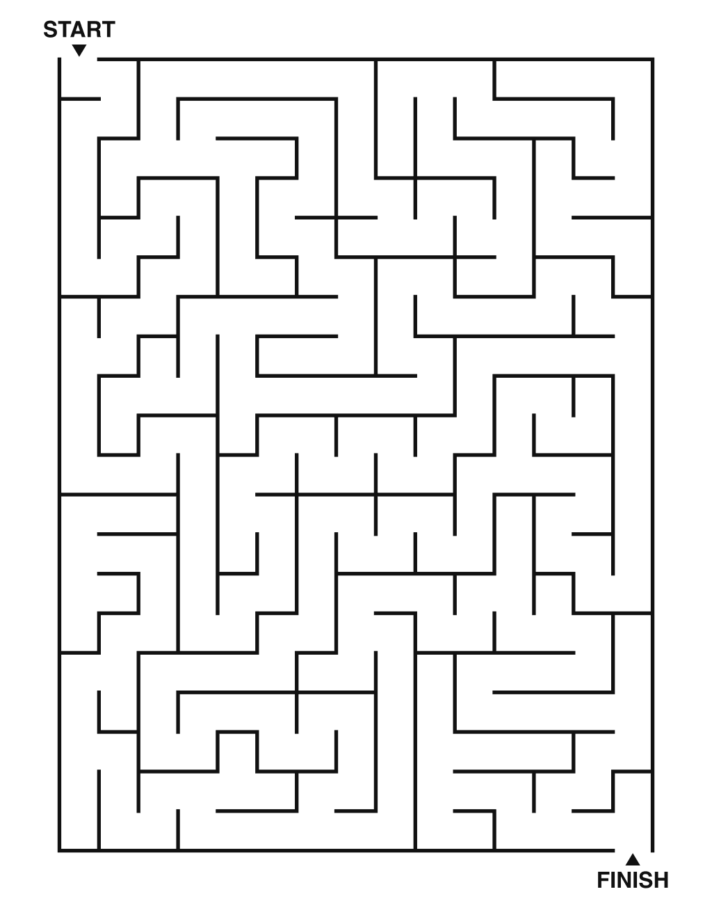 Medium maze puzzle printable, 15 by 20 grid