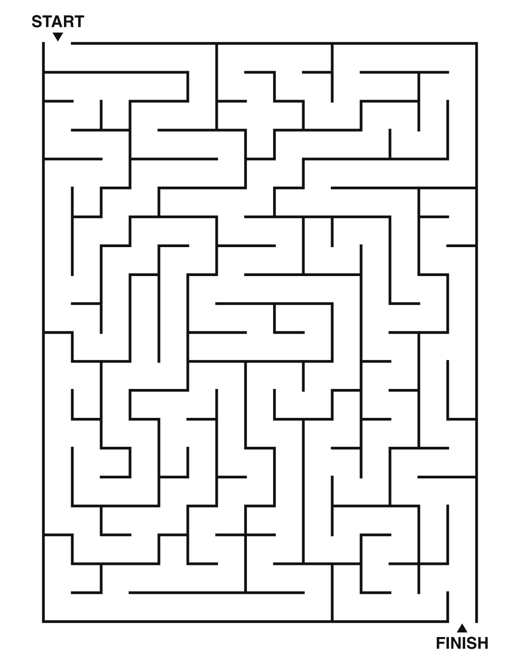 Medium maze puzzle printable, 15 by 20 grid