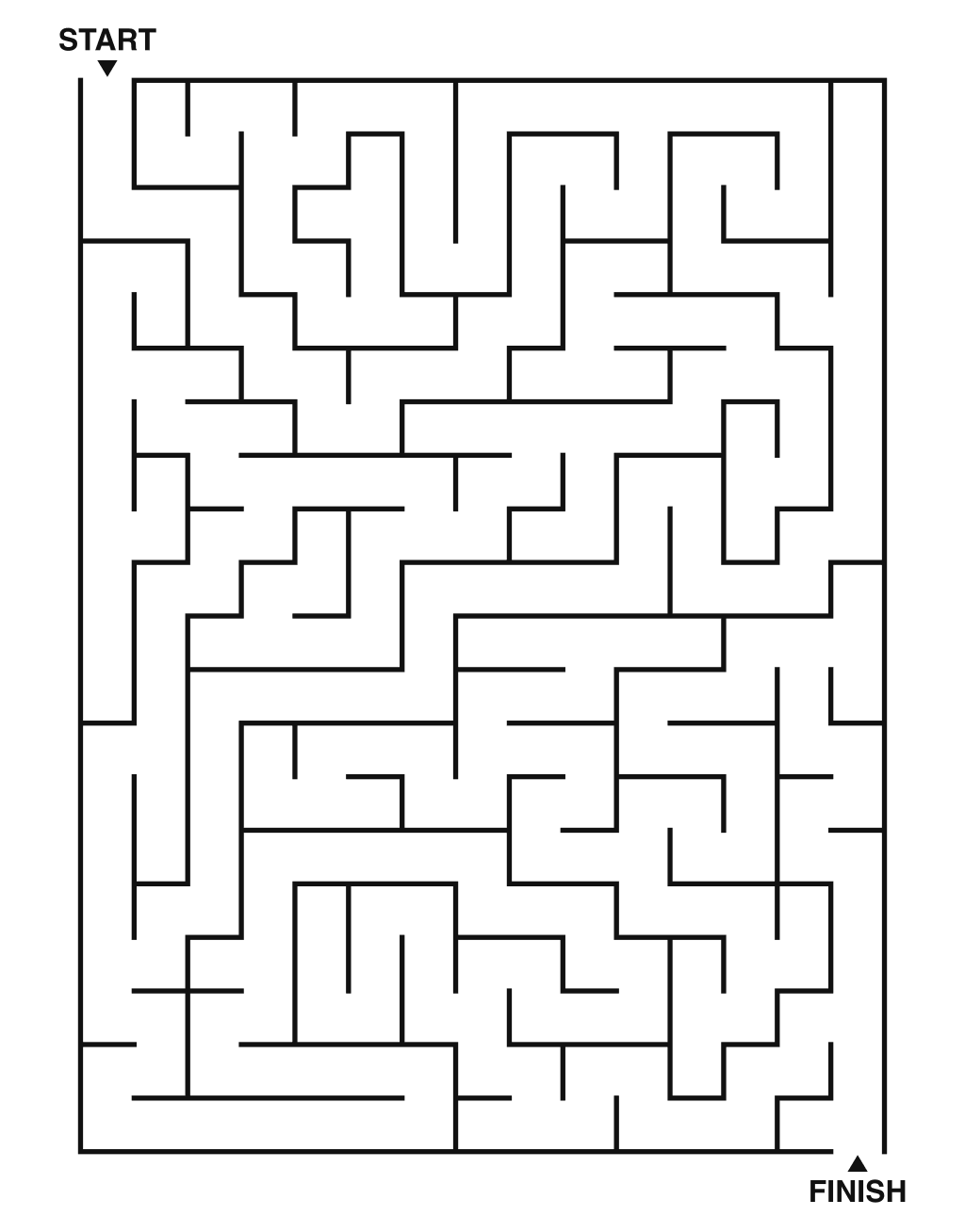 Medium maze puzzle printable, 15 by 20 grid