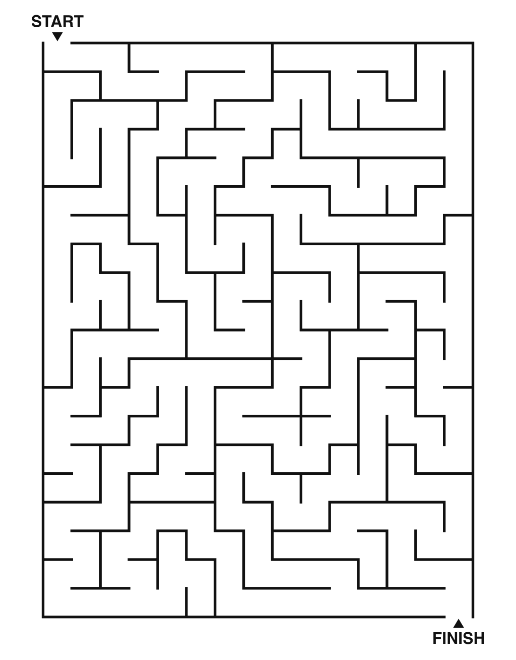 Medium maze puzzle printable, 15 by 20 grid