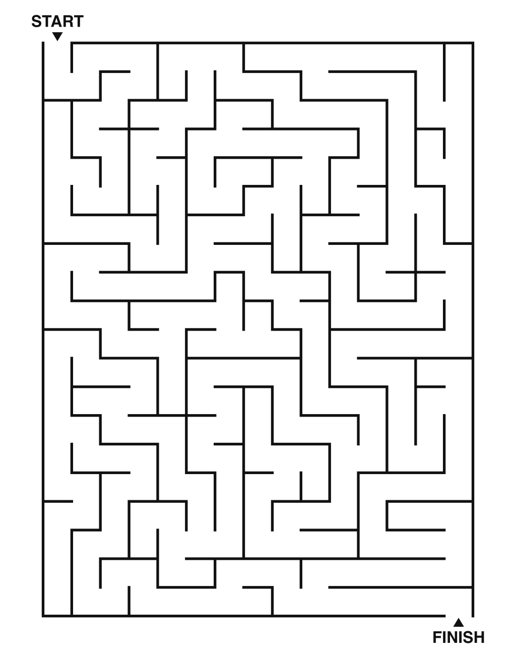 Medium maze puzzle printable, 15 by 20 grid