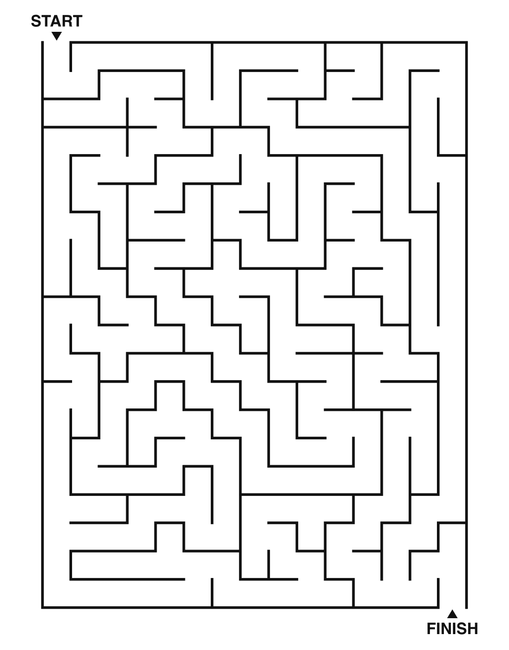 Medium maze puzzle printable, 15 by 20 grid