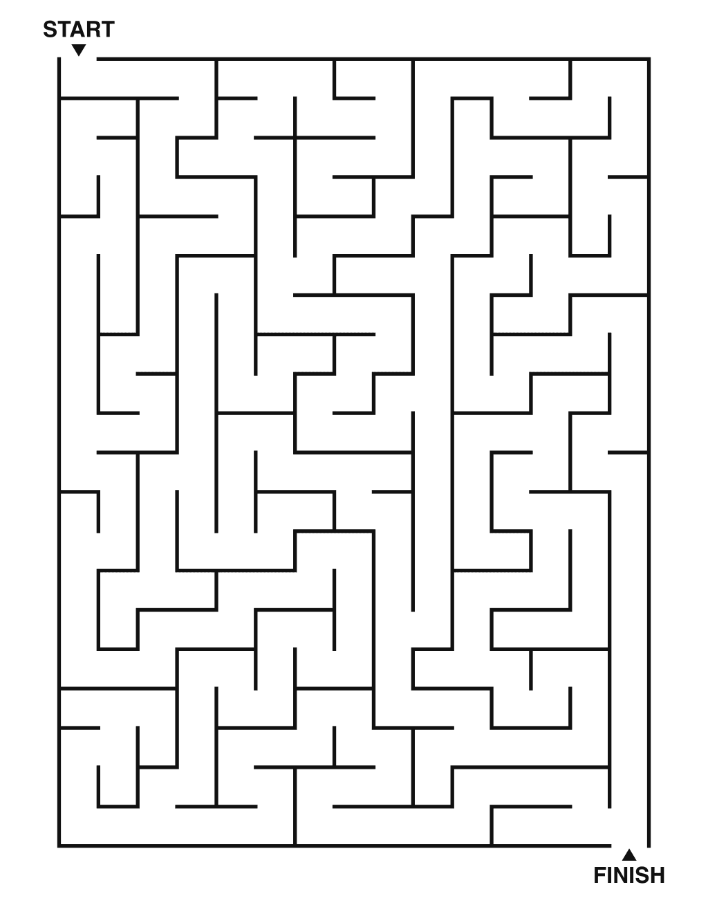 Medium maze puzzle printable, 15 by 20 grid