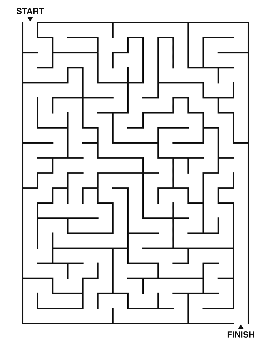 Medium maze puzzle printable, 15 by 20 grid