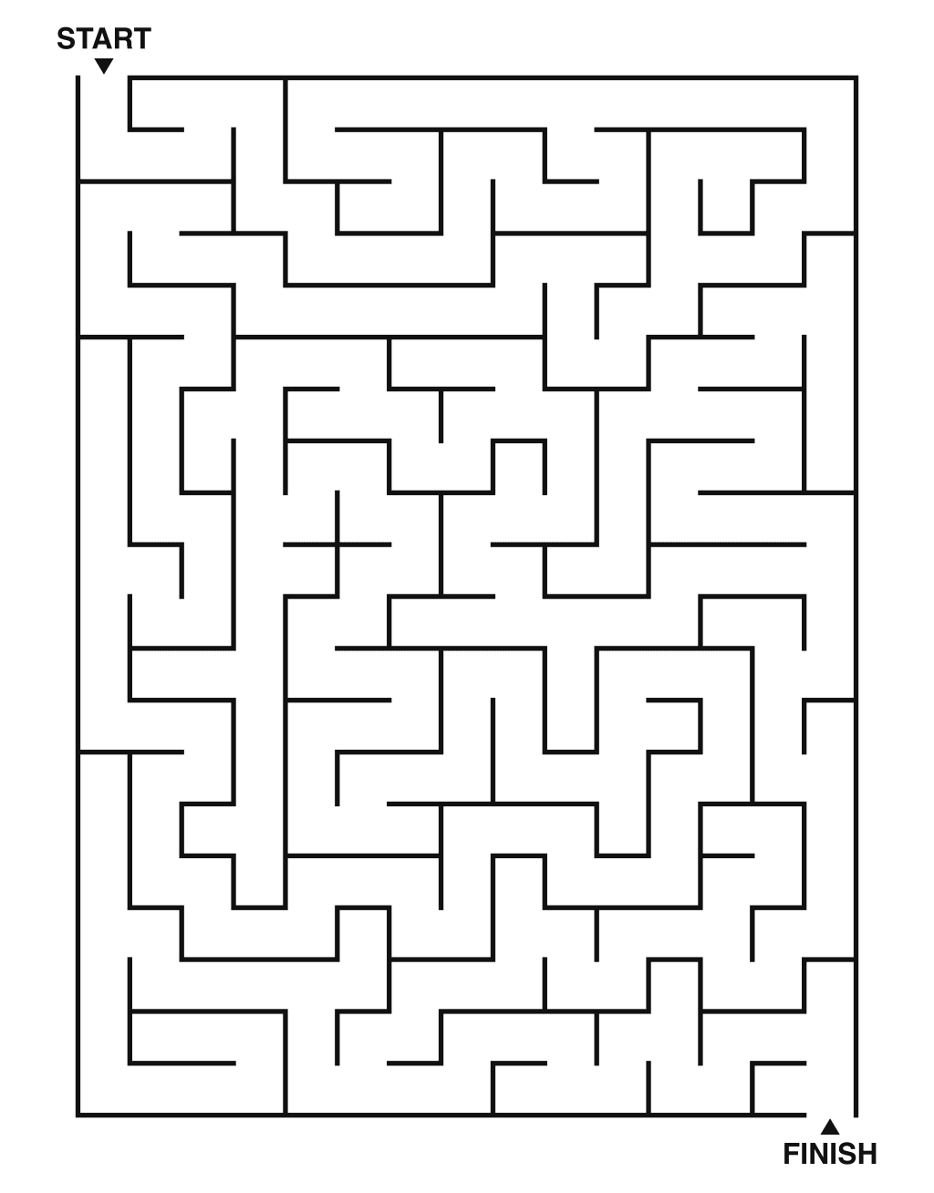 Medium maze puzzle printable, 15 by 20 grid