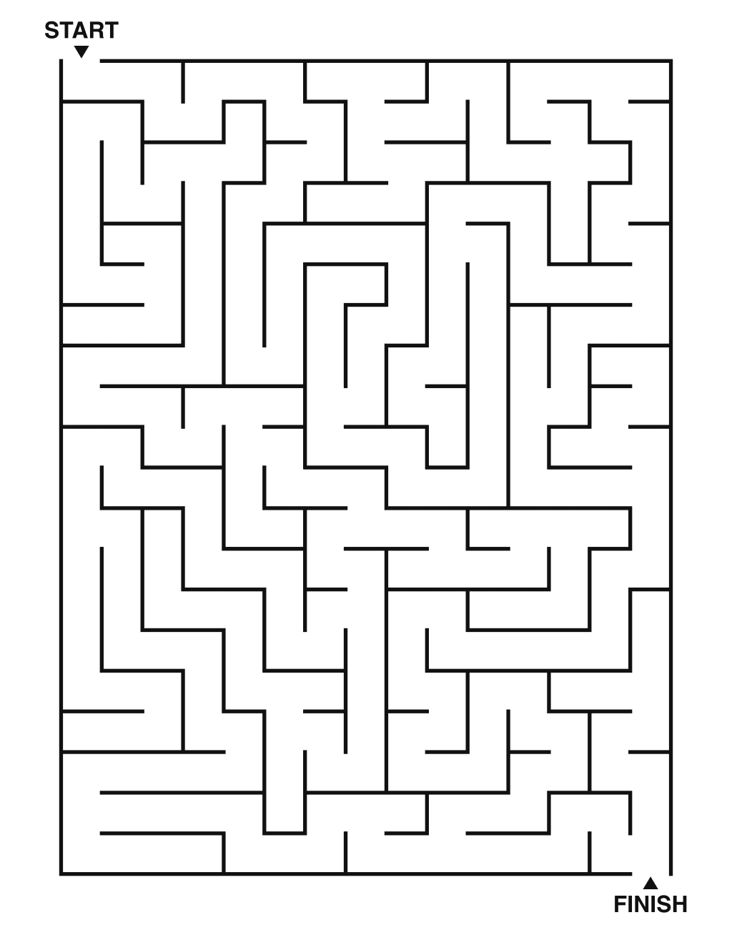 Medium maze puzzle printable, 15 by 20 grid