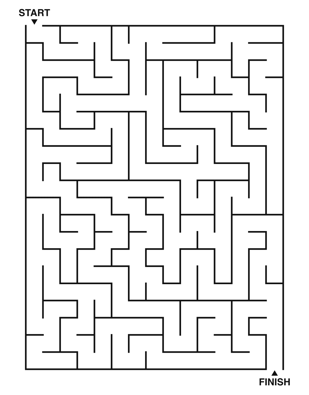 Medium maze puzzle printable, 15 by 20 grid