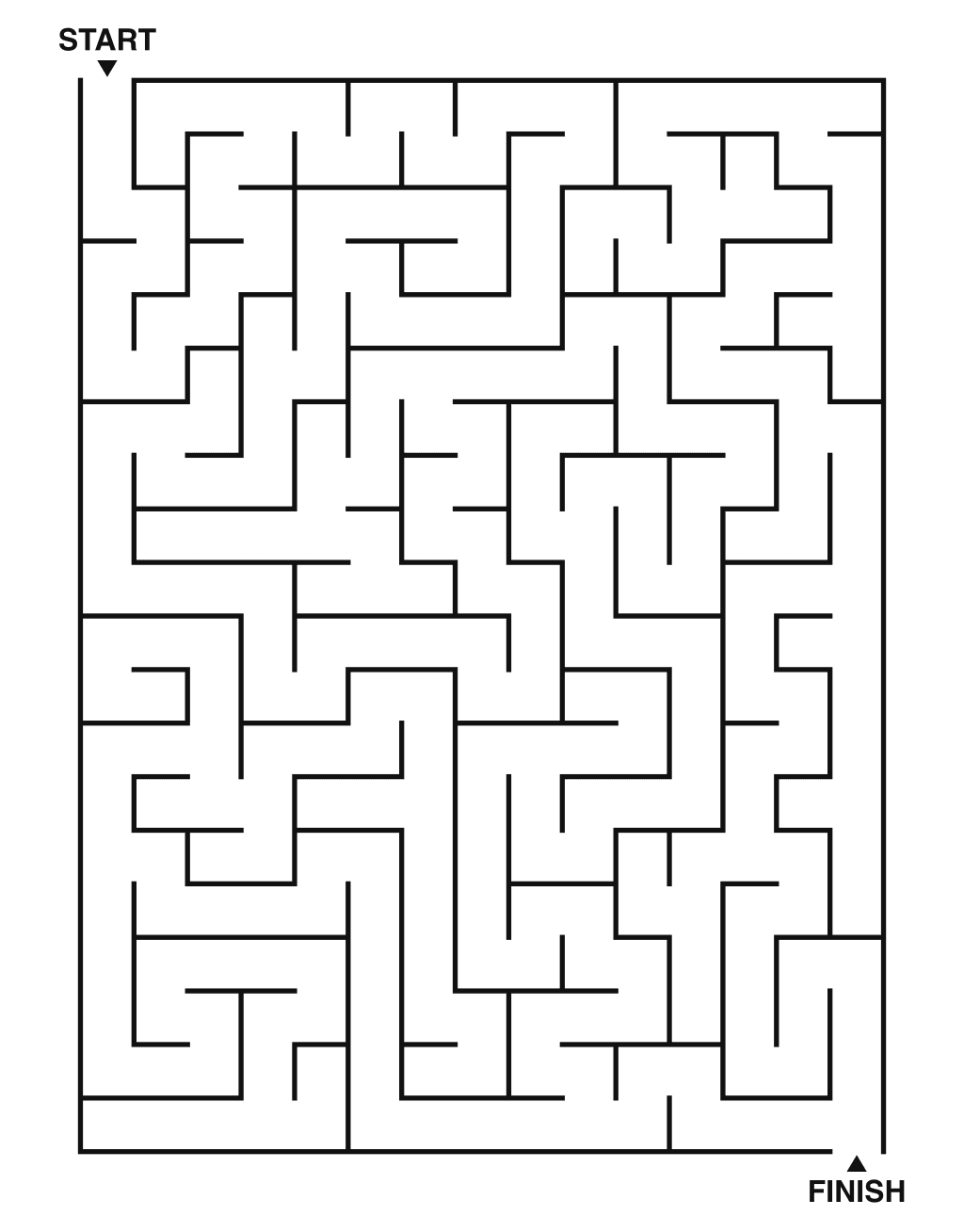 Medium maze puzzle printable, 15 by 20 grid