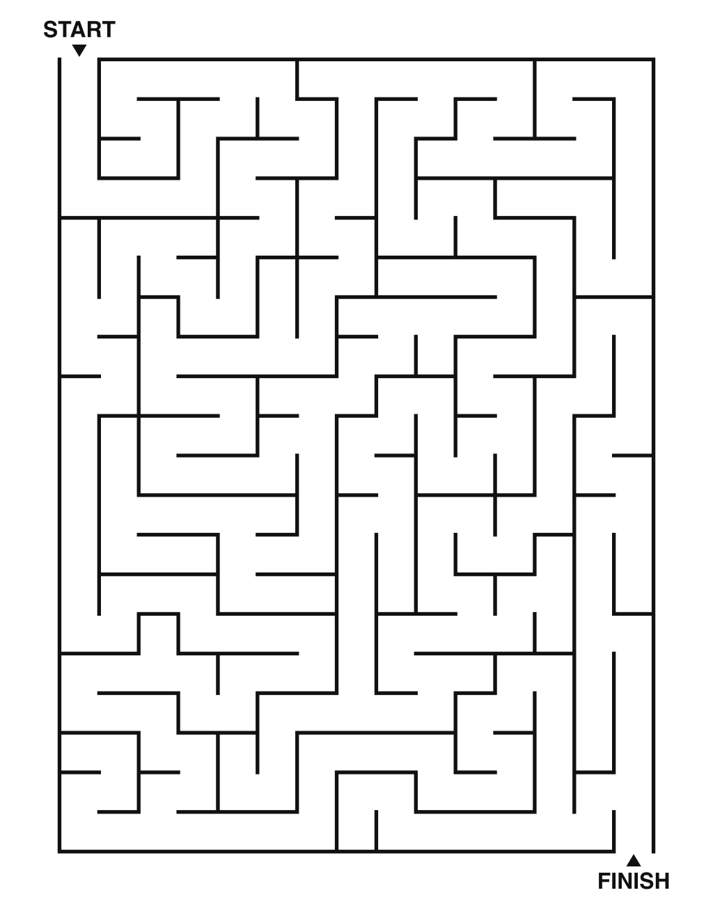 Medium maze puzzle printable, 15 by 20 grid
