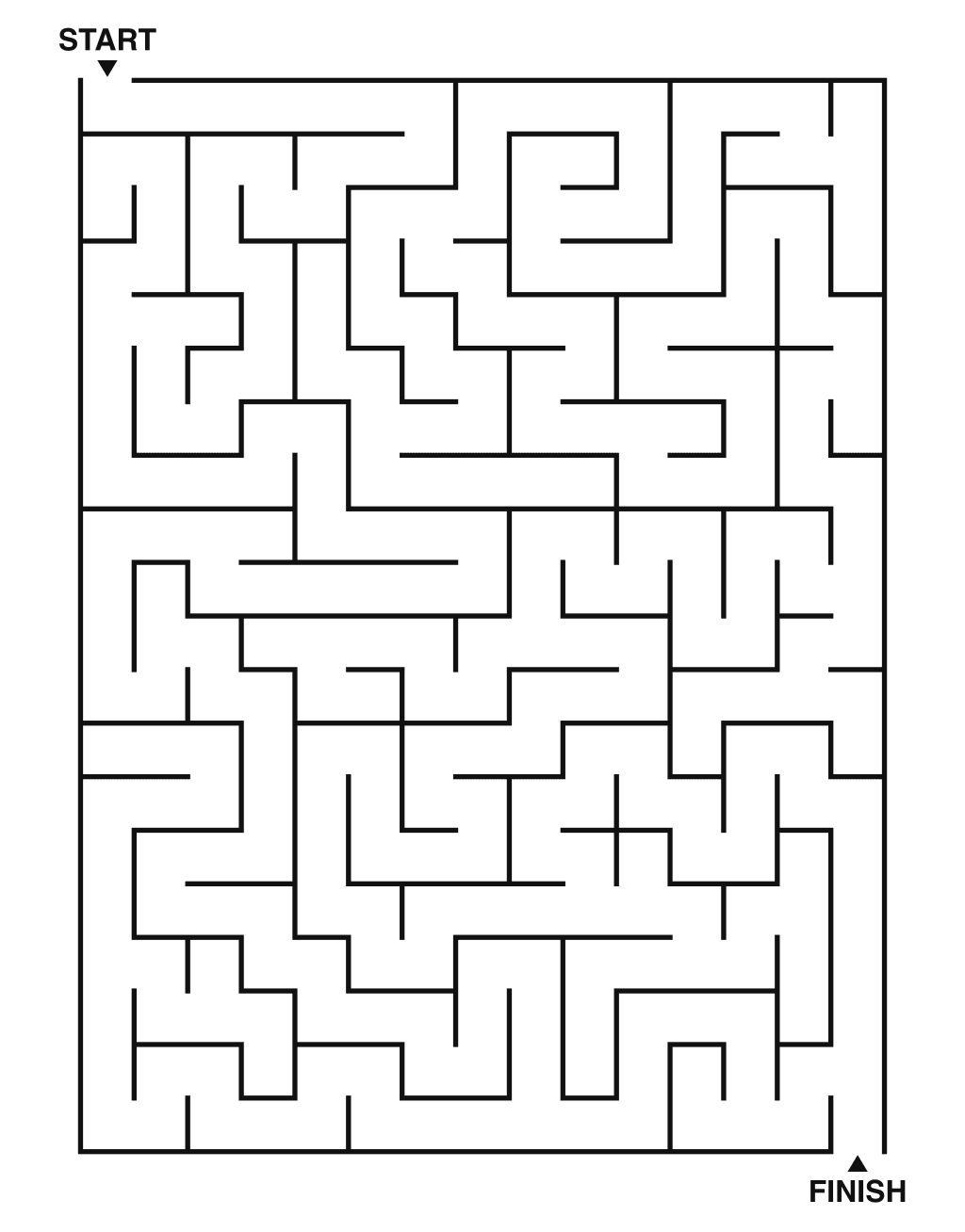 Medium maze puzzle printable, 15 by 20 grid