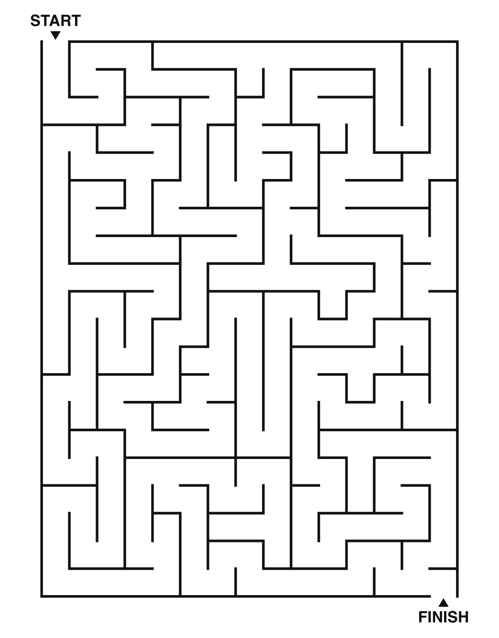 Medium maze puzzle printable, 15 by 20 grid