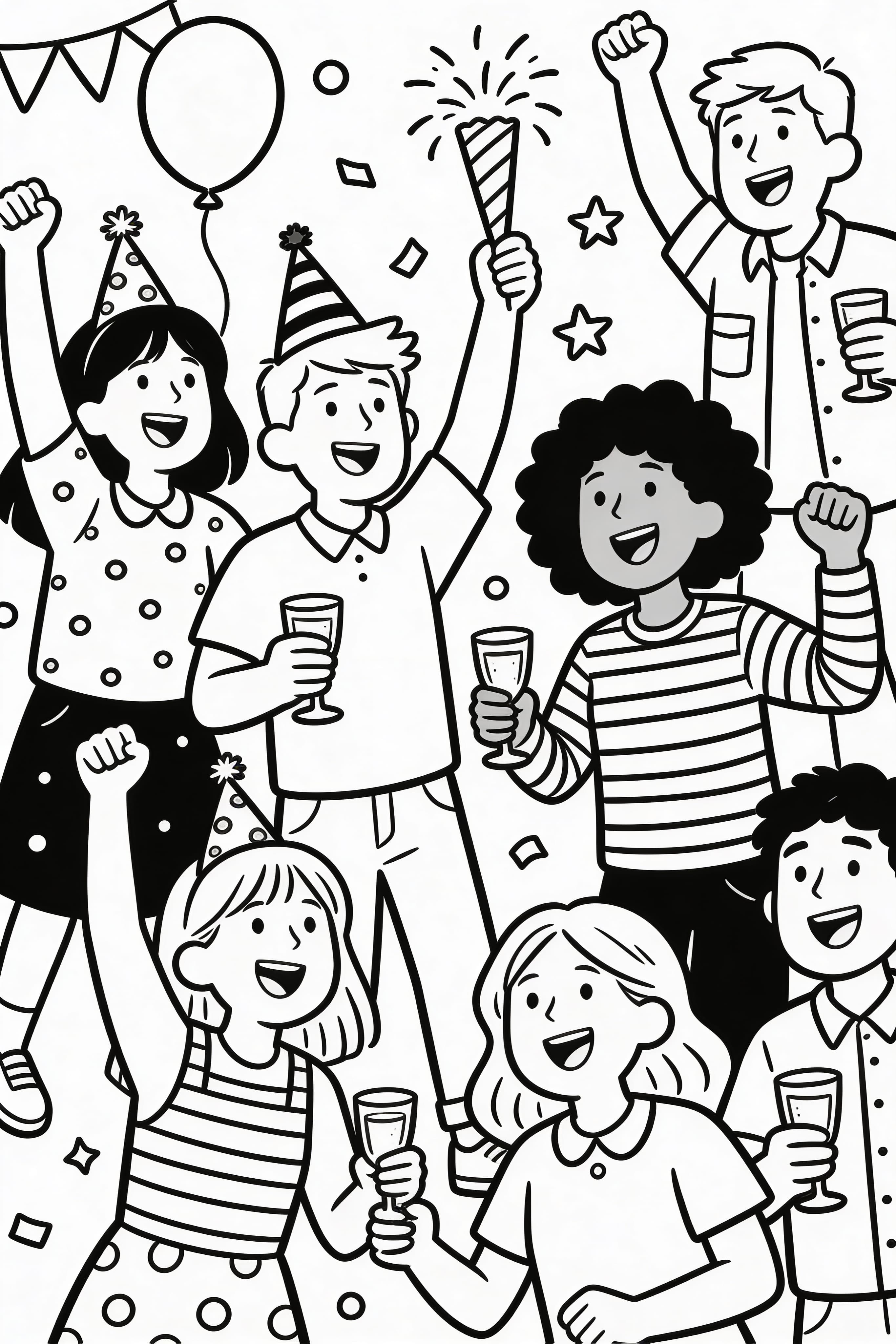 Doodle style illustration of happy people celebrating an event