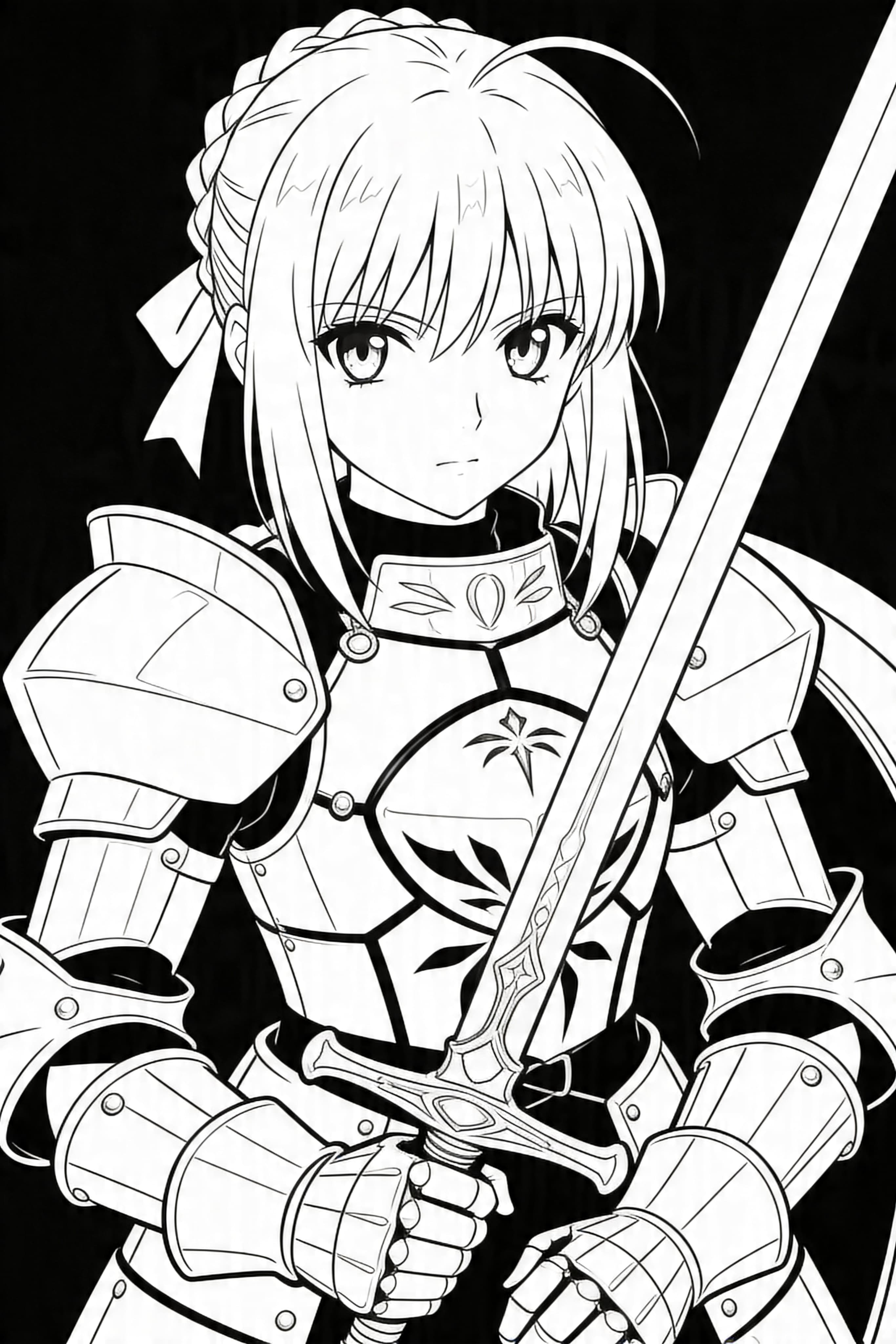 Anime Knight in Shining Armor Coloring Page