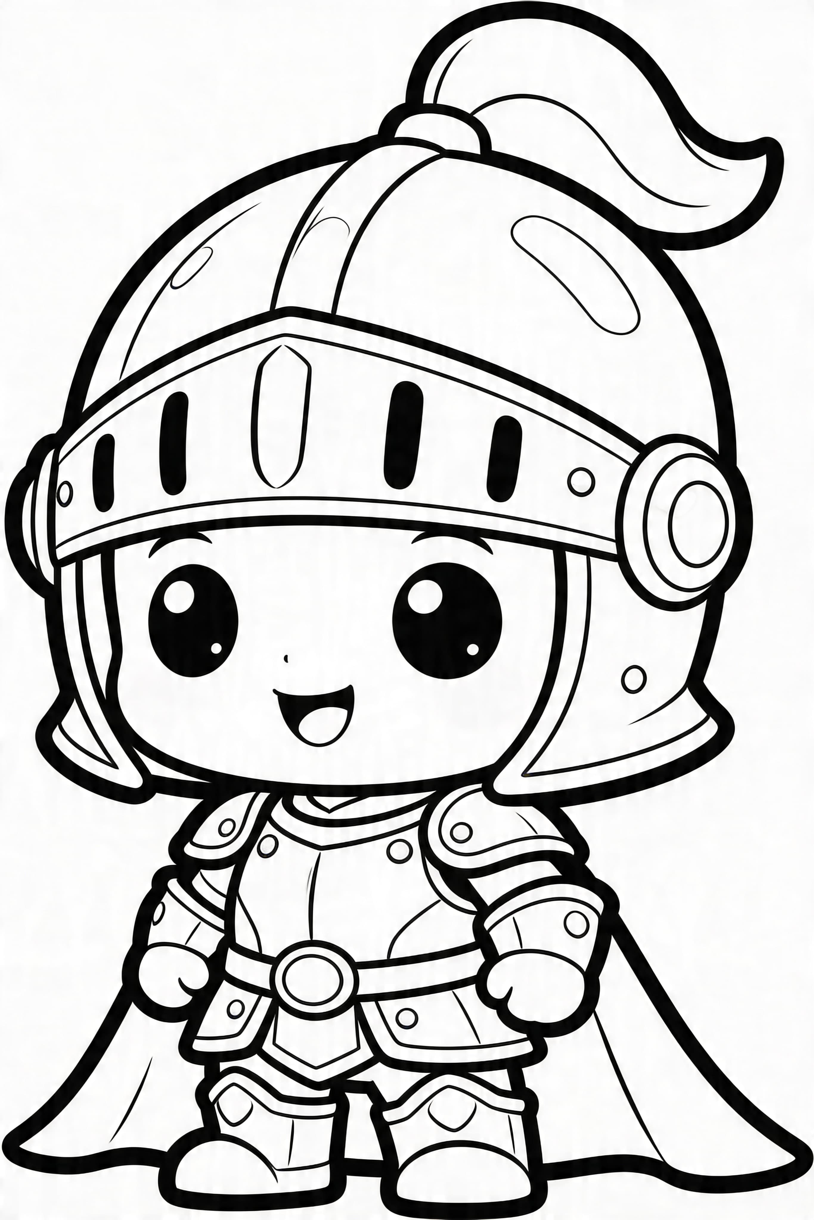 Cute Cartoon Knight in Shining Armor Coloring Page