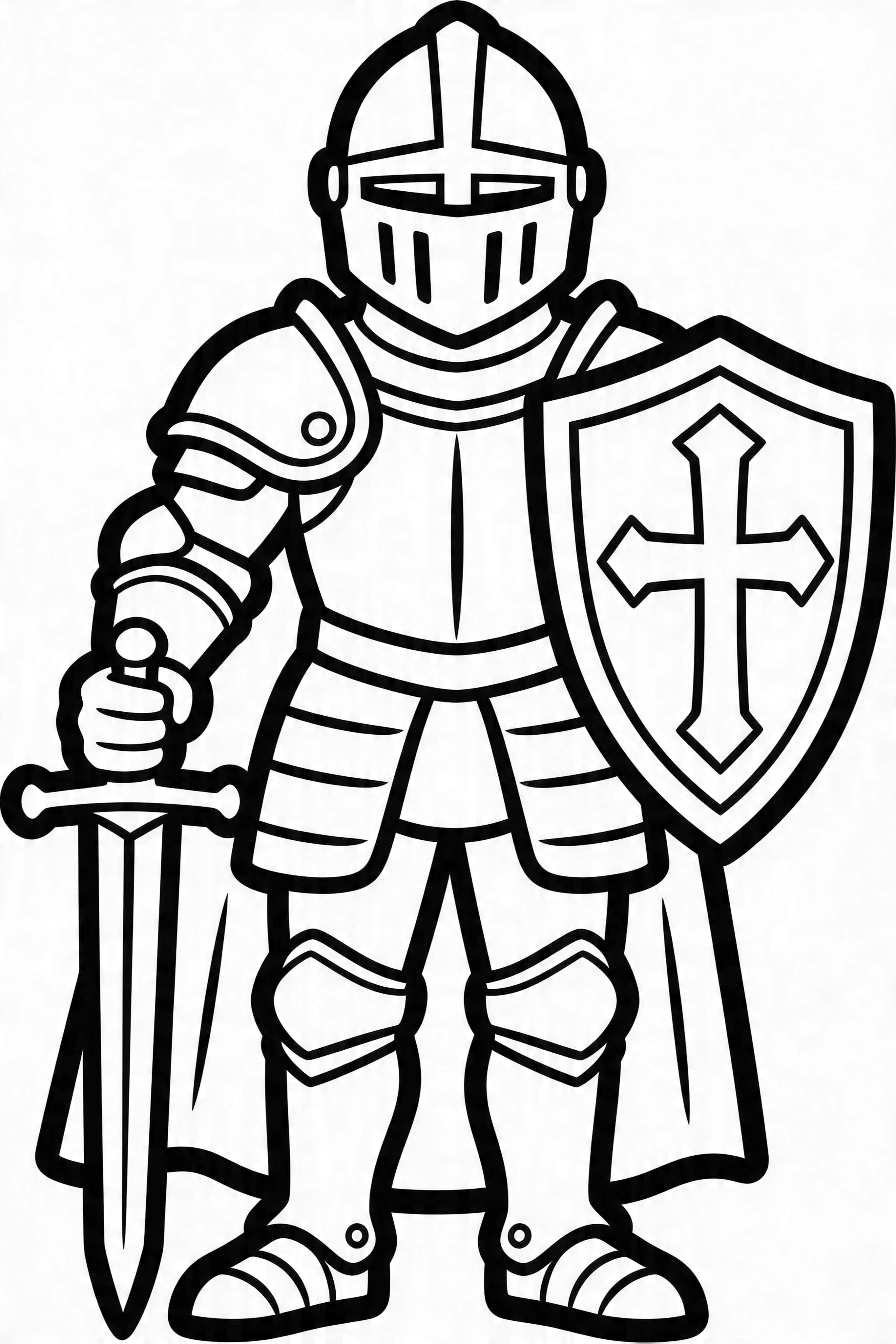 Free printable knight in shining armor coloring page for kids