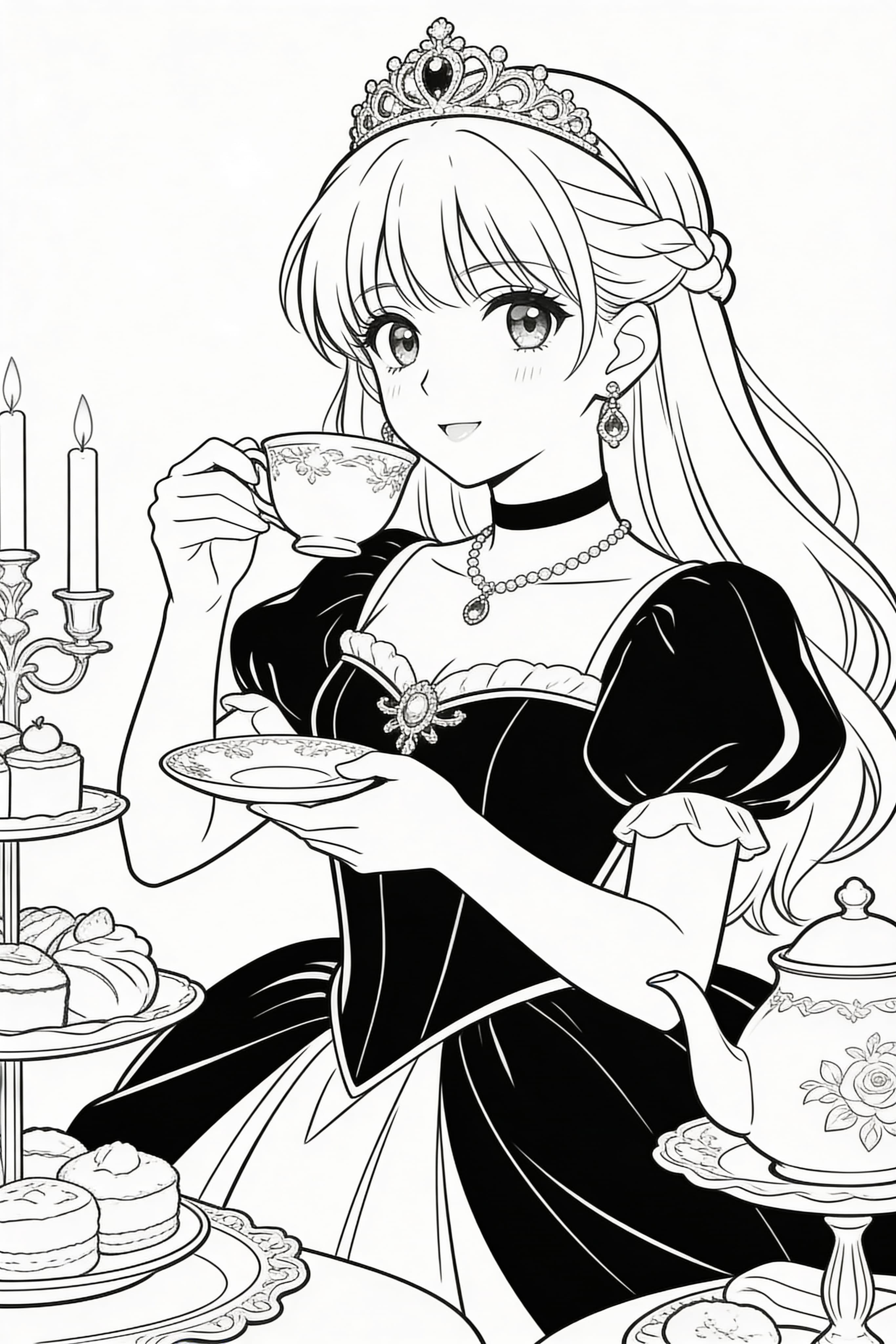 Anime Princess Coloring Page - Free Printable
