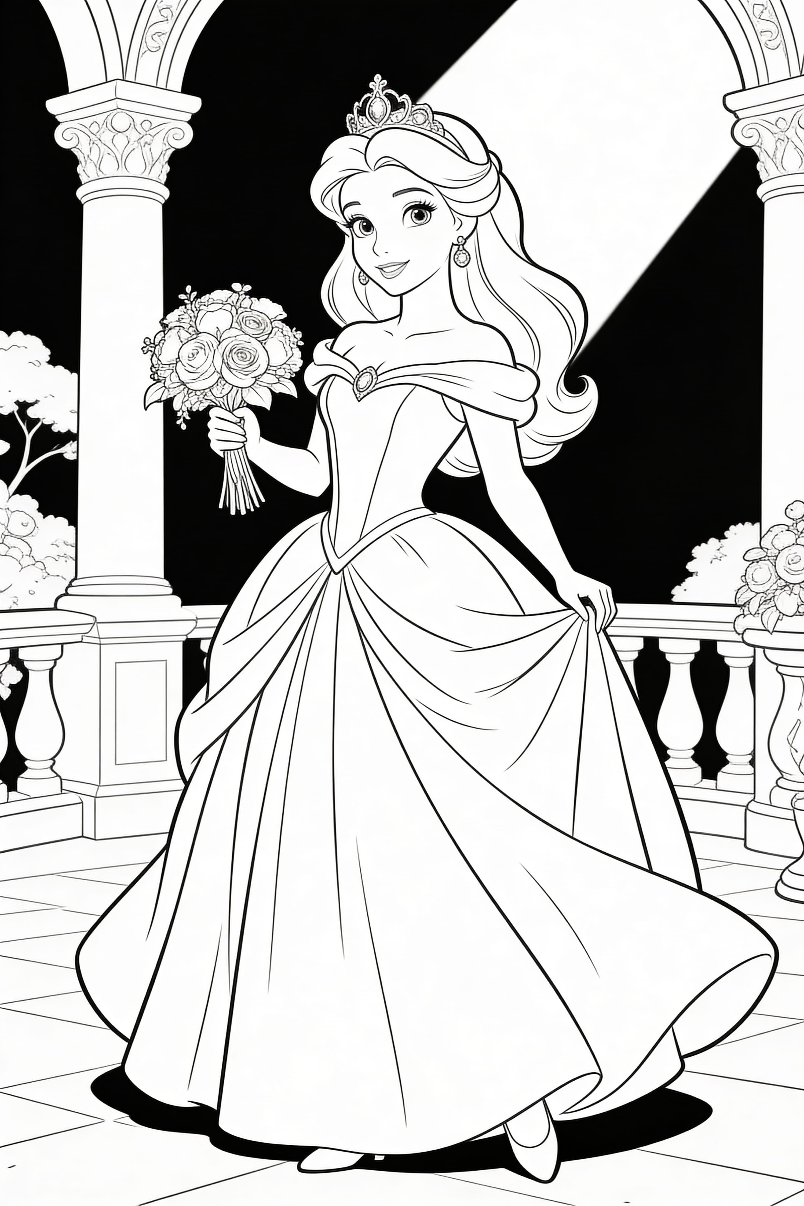 Realistic Princess Coloring Page - Free Download